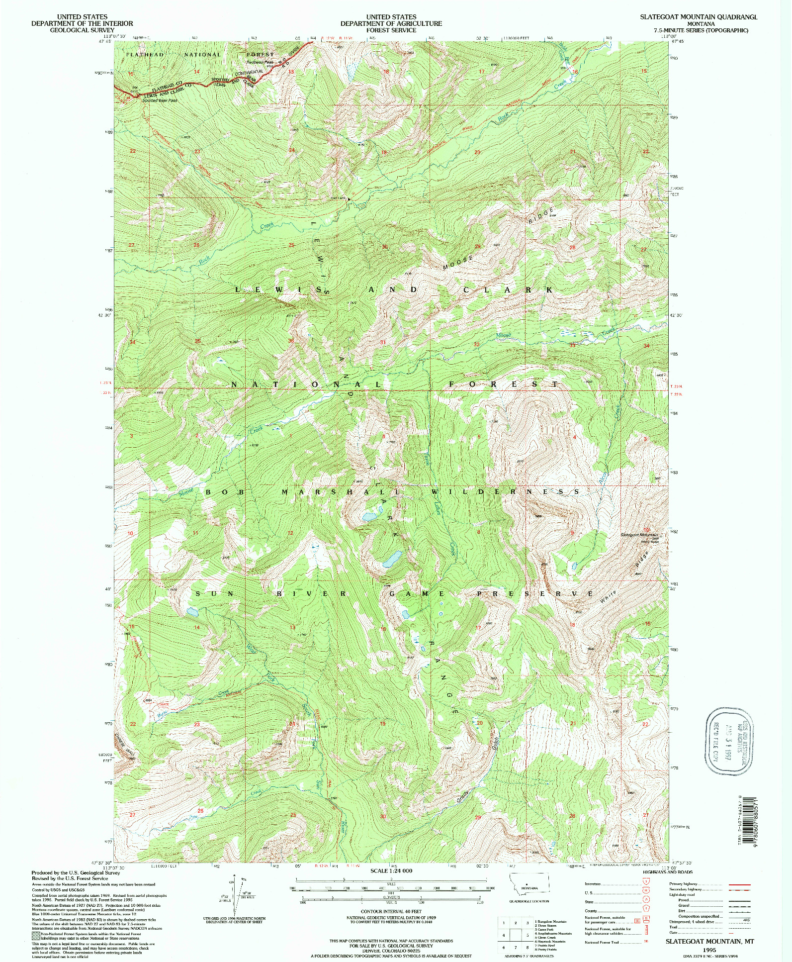 USGS 1:24000-SCALE QUADRANGLE FOR SLATEGOAT MOUNTAIN, MT 1995