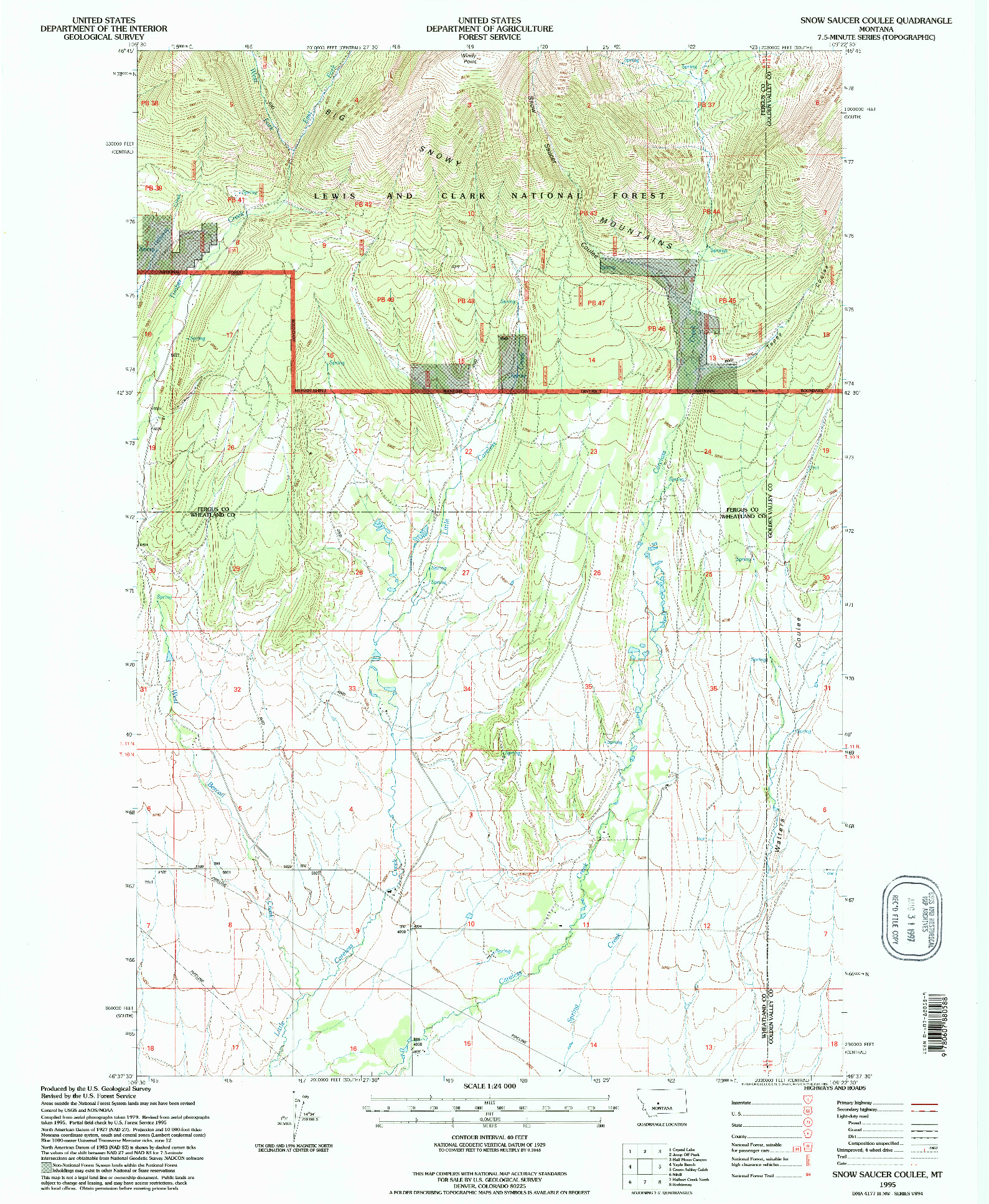 USGS 1:24000-SCALE QUADRANGLE FOR SNOW SAUCER COULEE, MT 1995