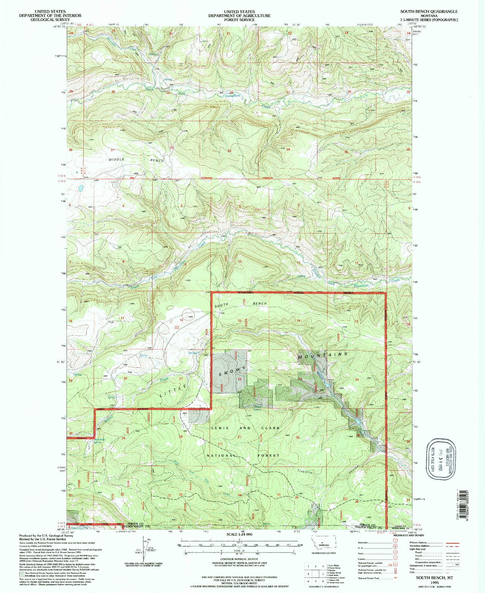 USGS 1:24000-SCALE QUADRANGLE FOR SOUTH BENCH, MT 1995