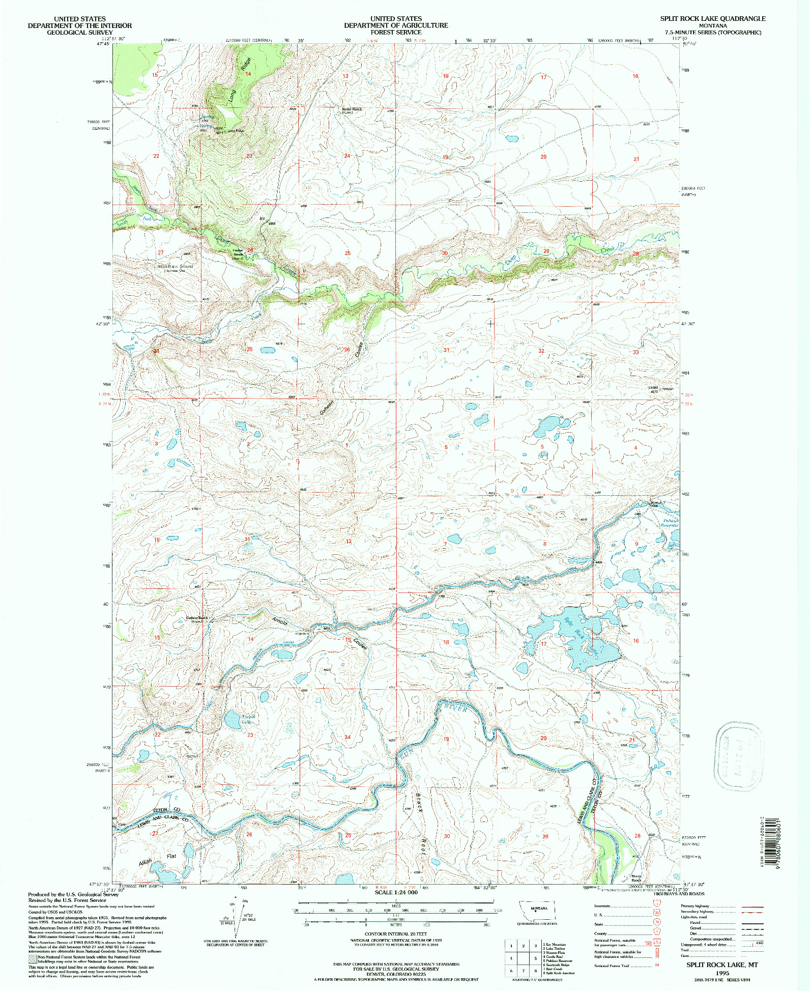USGS 1:24000-SCALE QUADRANGLE FOR SPLIT ROCK LAKE, MT 1995