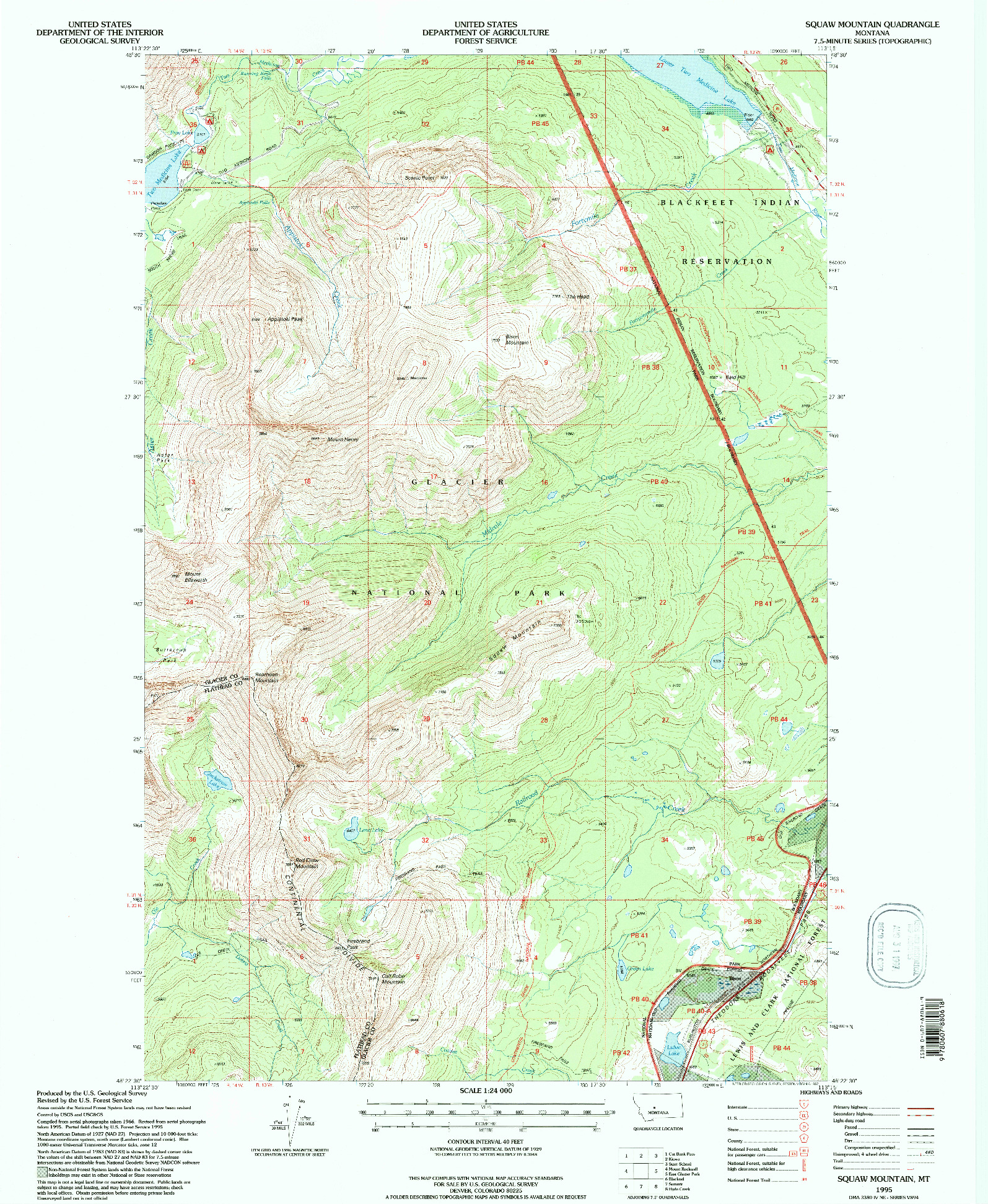 USGS 1:24000-SCALE QUADRANGLE FOR SQUAW MOUNTAIN, MT 1995