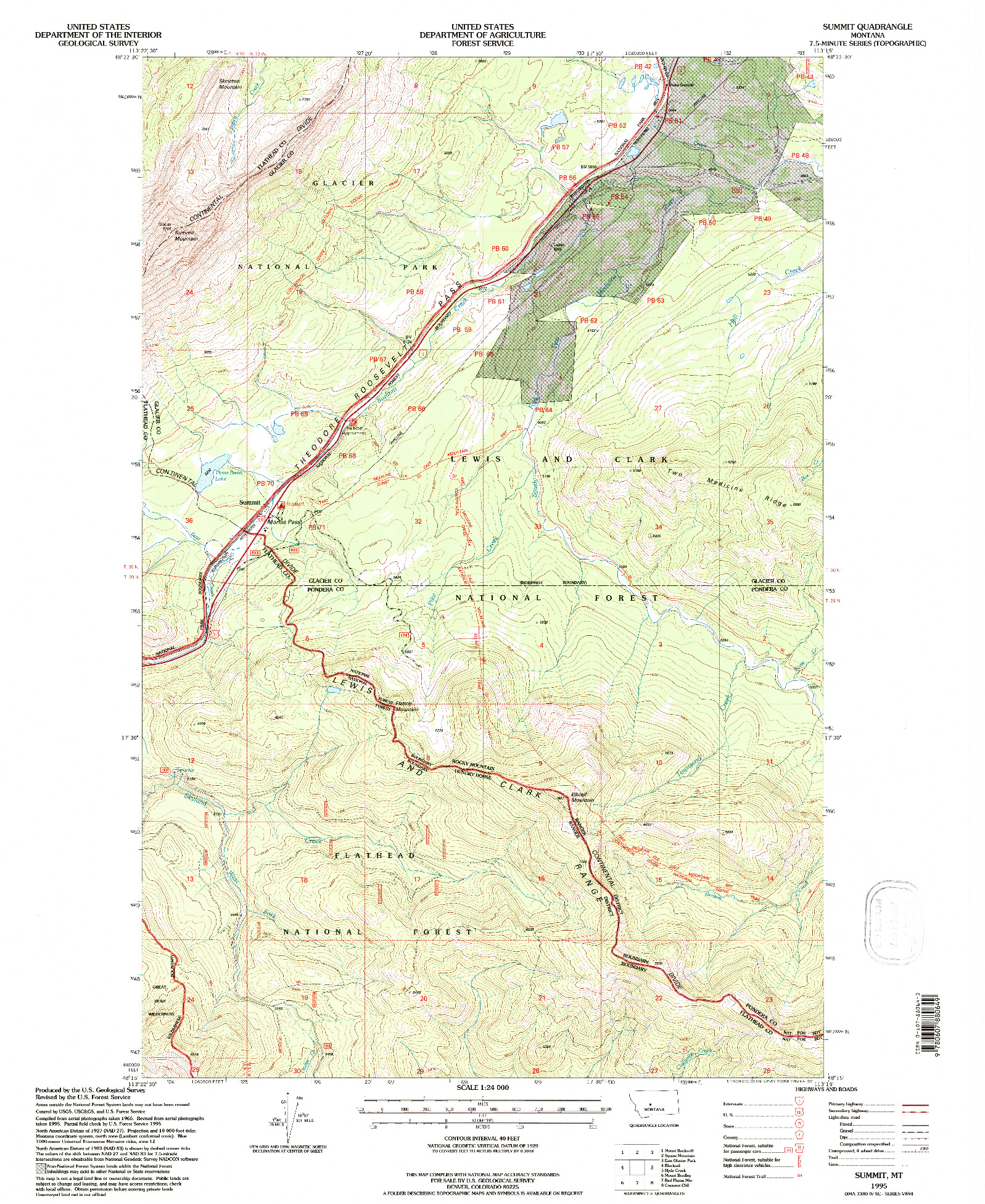 USGS 1:24000-SCALE QUADRANGLE FOR SUMMIT, MT 1995