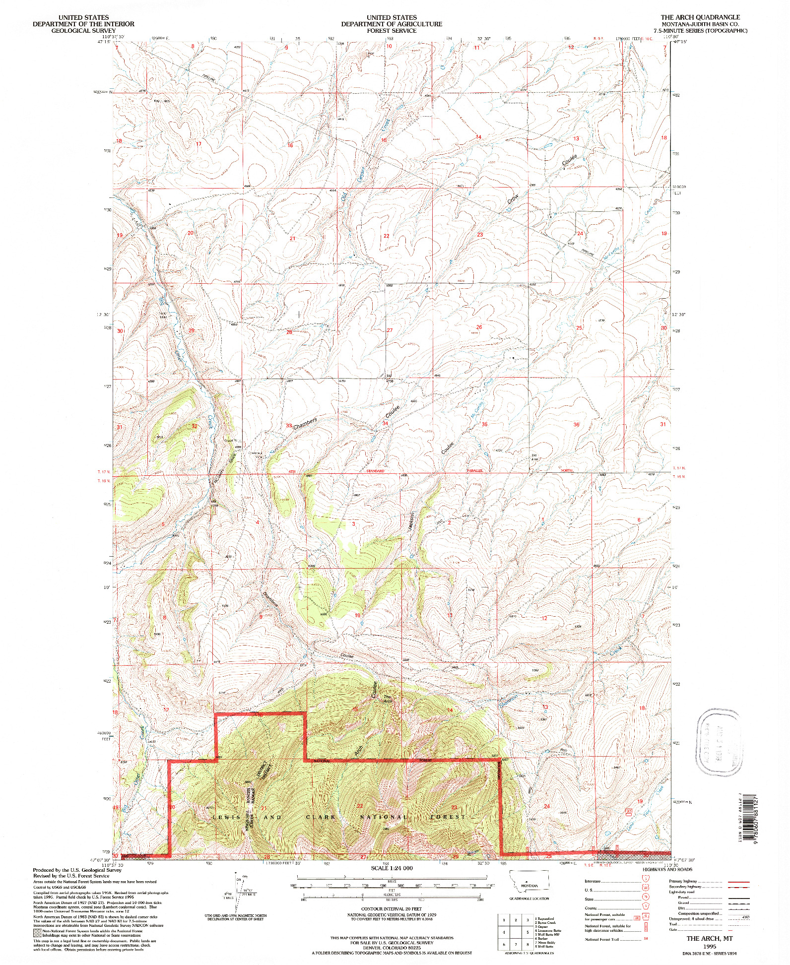 USGS 1:24000-SCALE QUADRANGLE FOR THE ARCH, MT 1995