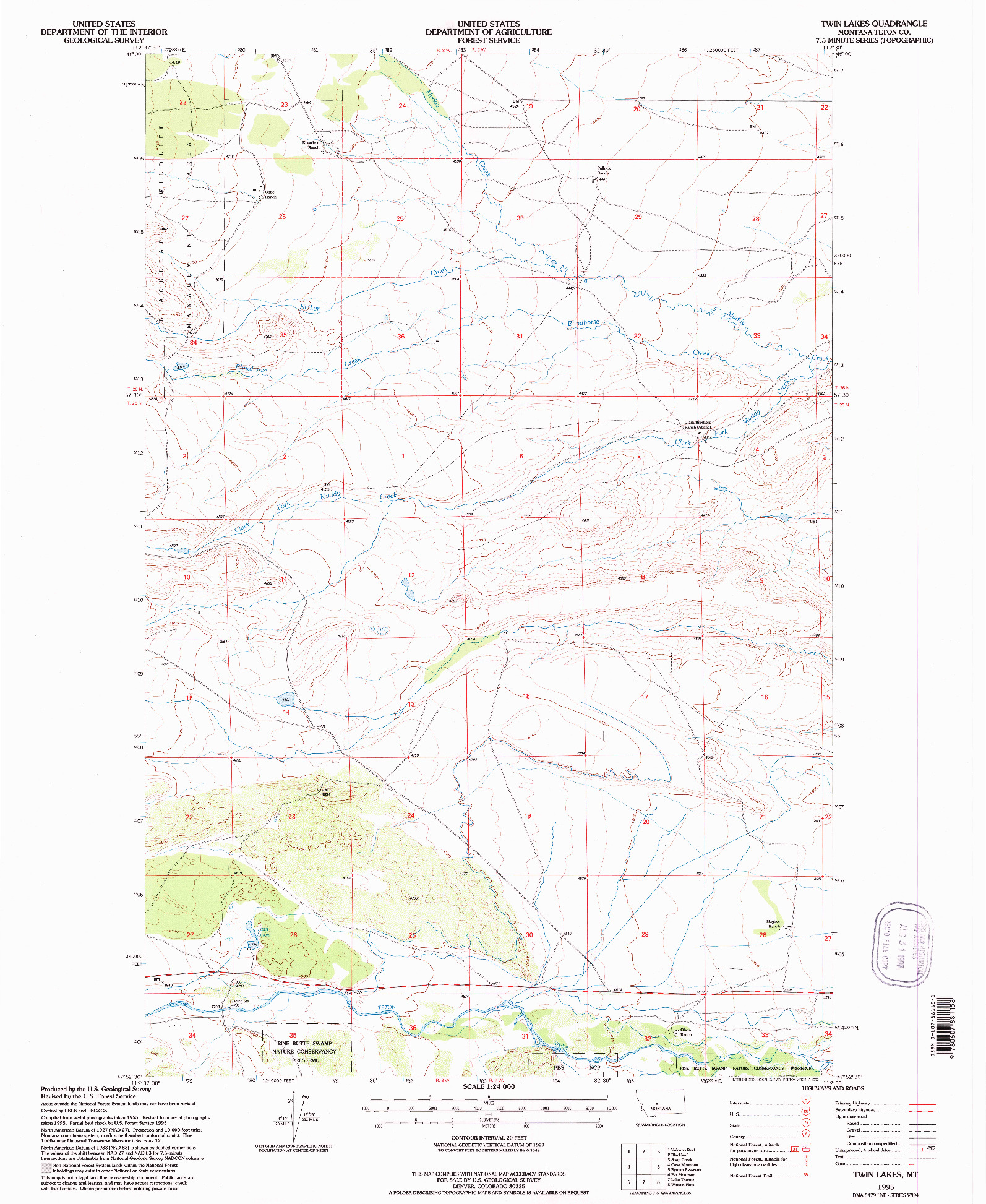 USGS 1:24000-SCALE QUADRANGLE FOR TWIN LAKES, MT 1995