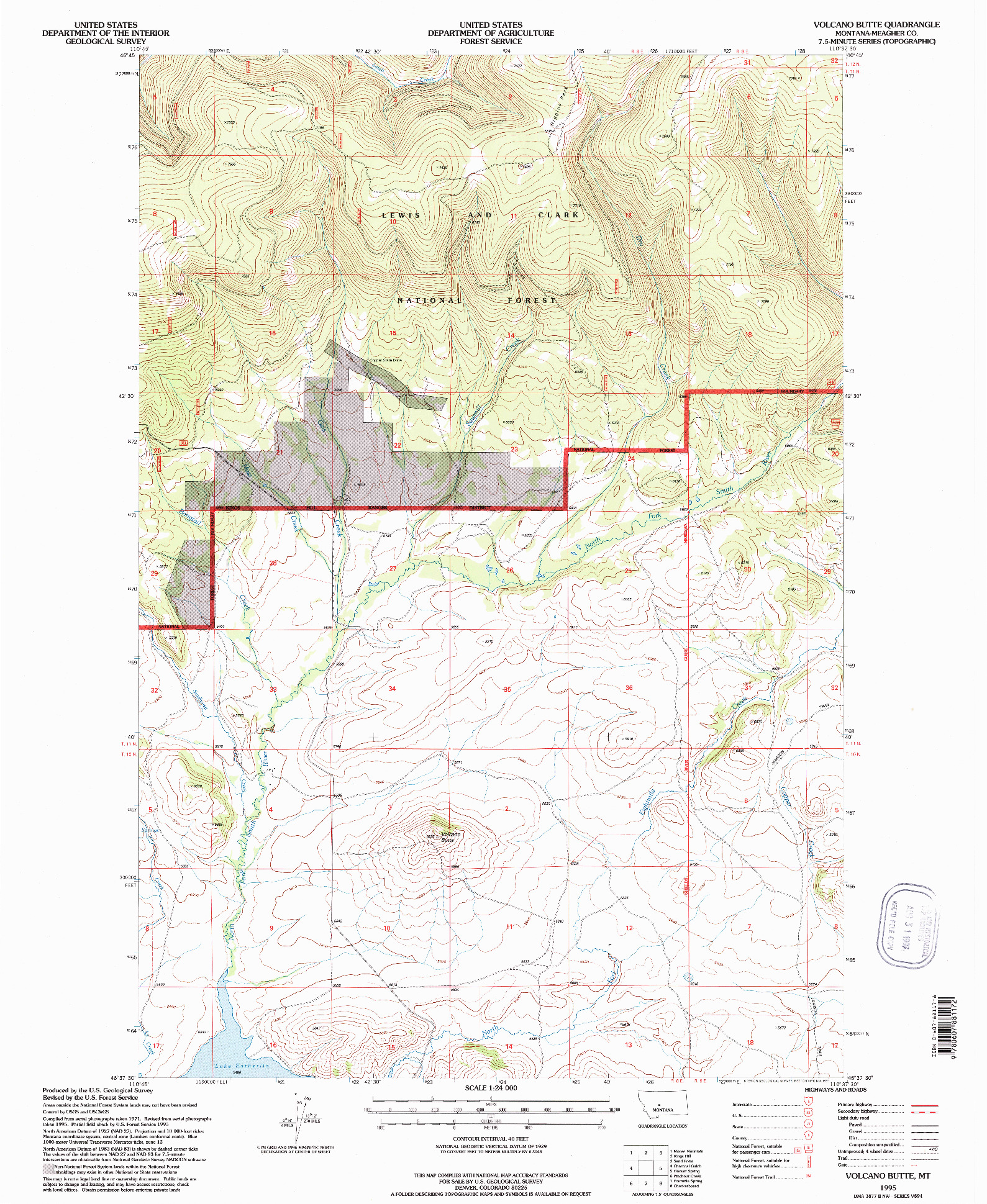 USGS 1:24000-SCALE QUADRANGLE FOR VOLCANO BUTTE, MT 1995