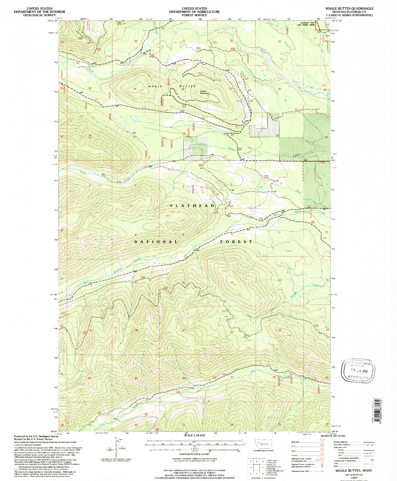 USGS 1:24000-SCALE QUADRANGLE FOR WHALE BUTTES, MT 1994