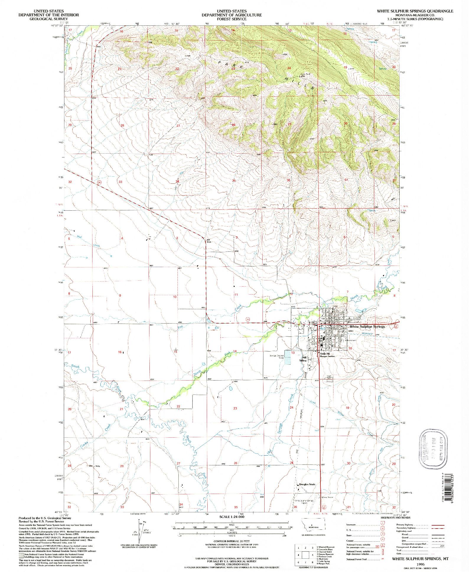 USGS 1:24000-SCALE QUADRANGLE FOR WHITE SULPHUR SPRINGS, MT 1995