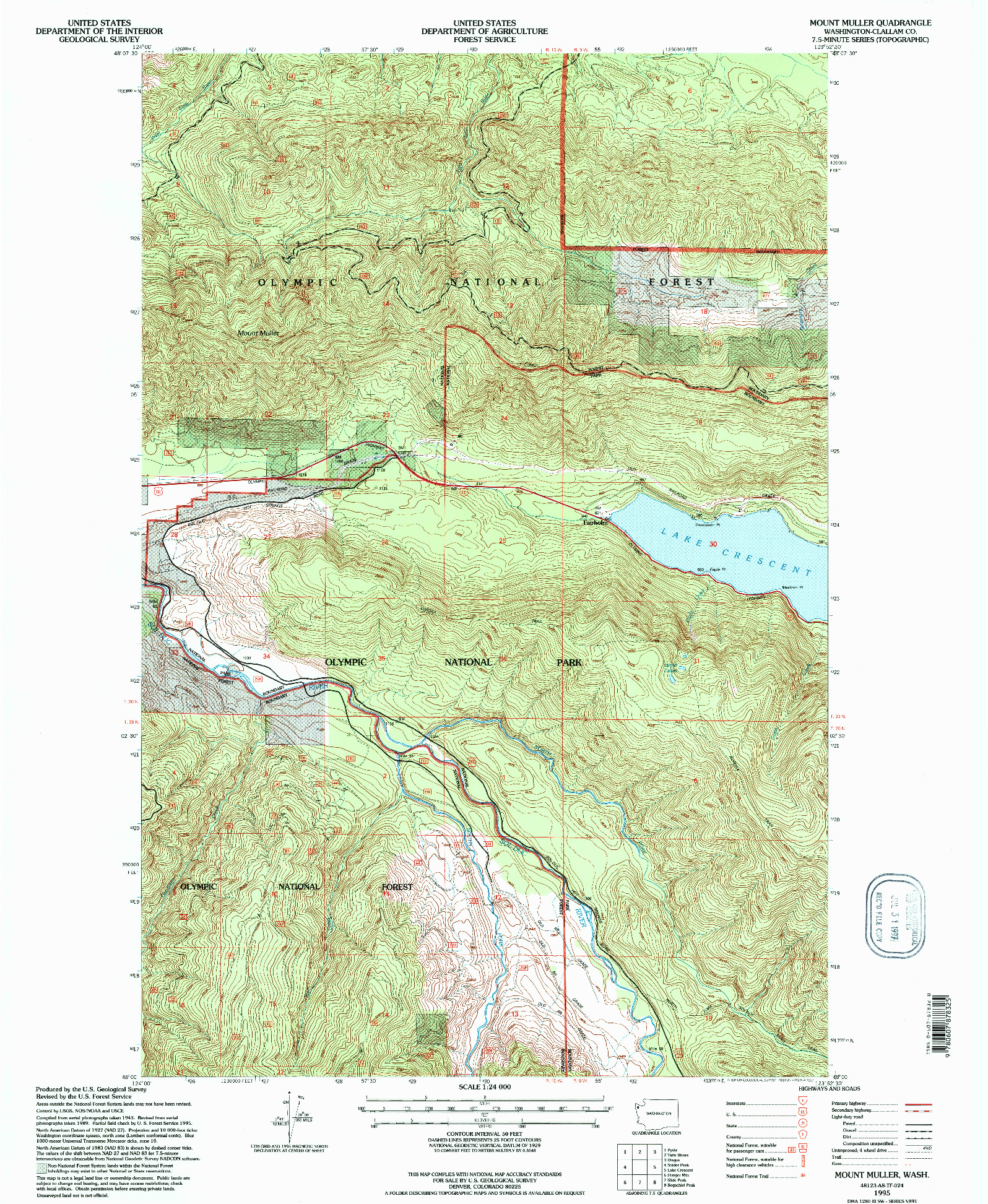 USGS 1:24000-SCALE QUADRANGLE FOR MOUNT MULLER, WA 1995