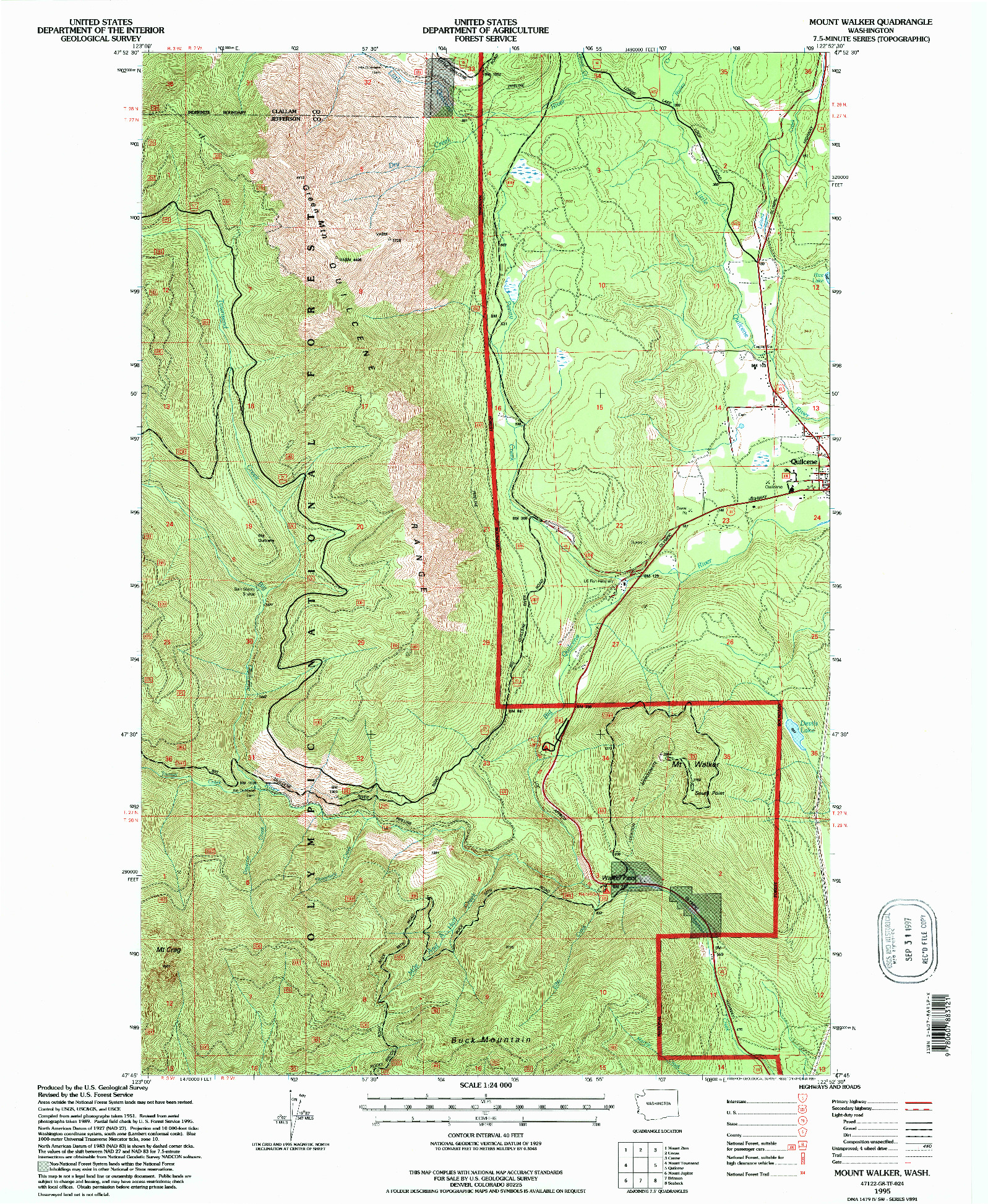 USGS 1:24000-SCALE QUADRANGLE FOR MOUNT WALKER, WA 1995