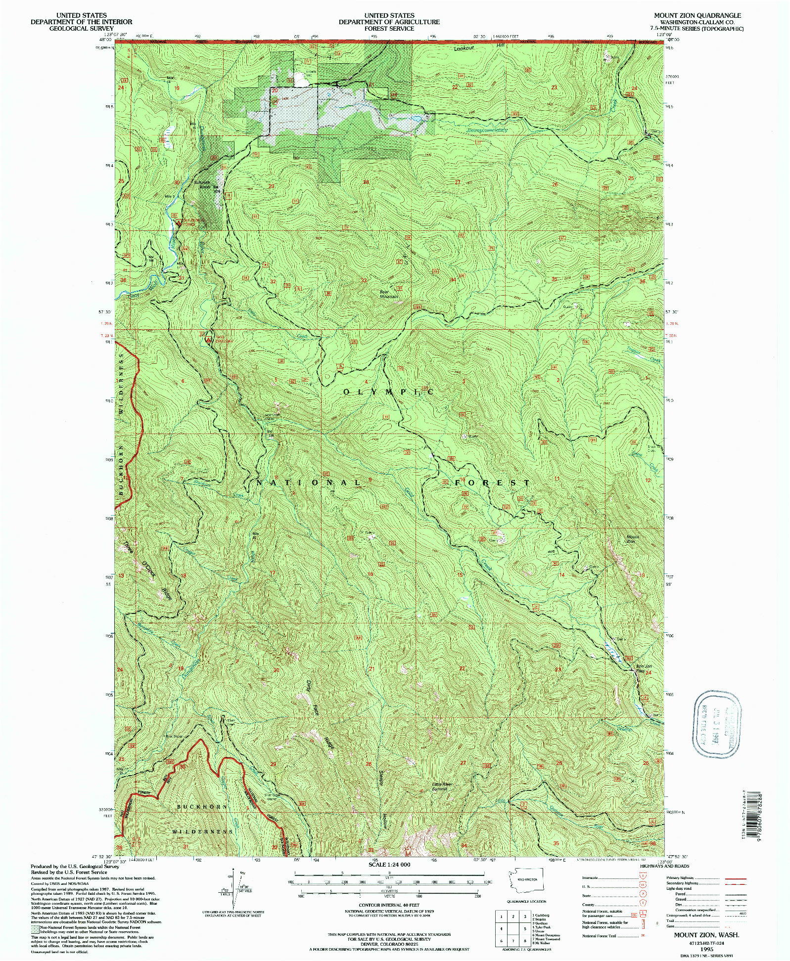 USGS 1:24000-SCALE QUADRANGLE FOR MOUNT ZION, WA 1995