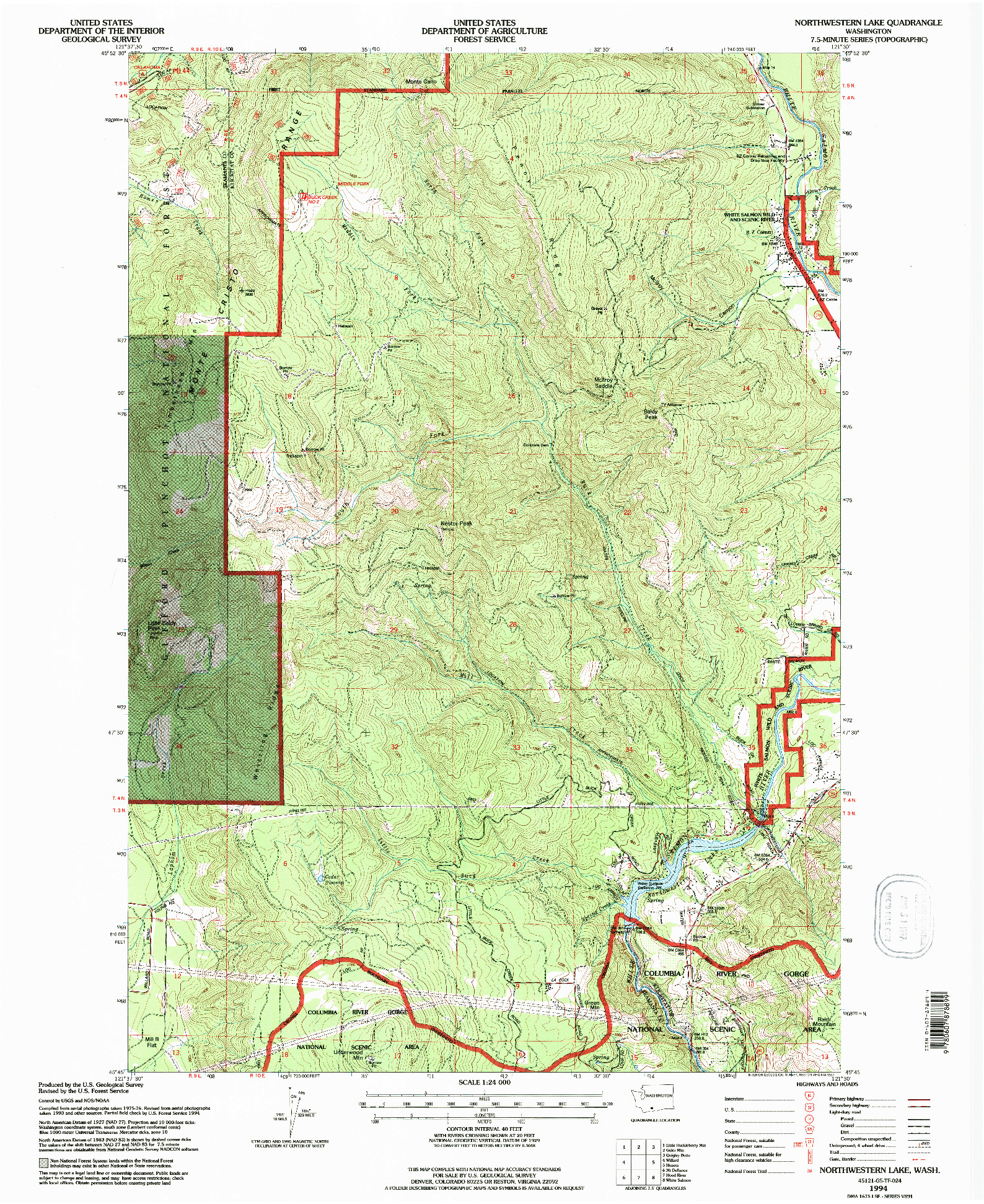 USGS 1:24000-SCALE QUADRANGLE FOR NORTHWESTERN LAKE, WA 1994