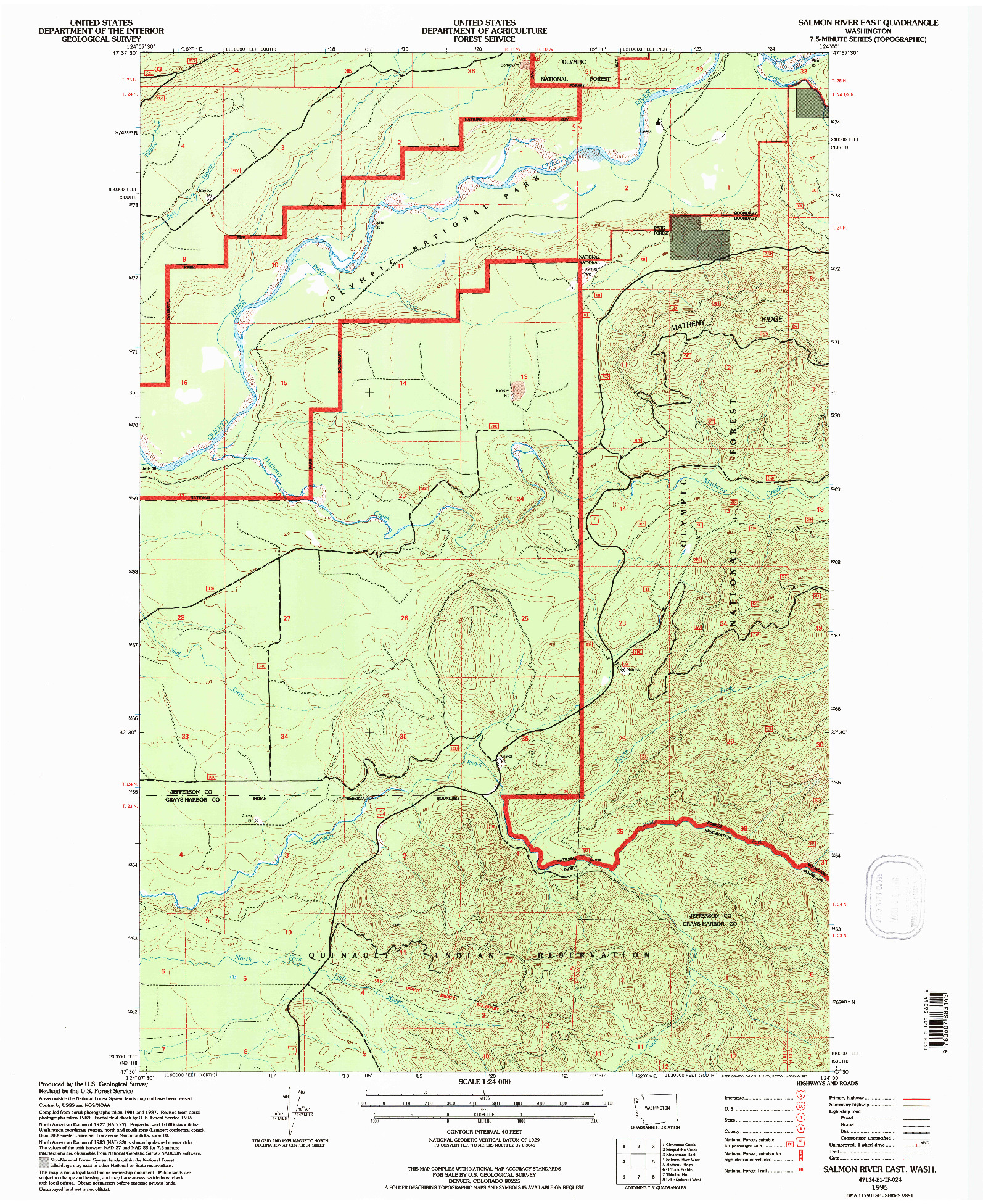 USGS 1:24000-SCALE QUADRANGLE FOR SALMON RIVER EAST, WA 1995