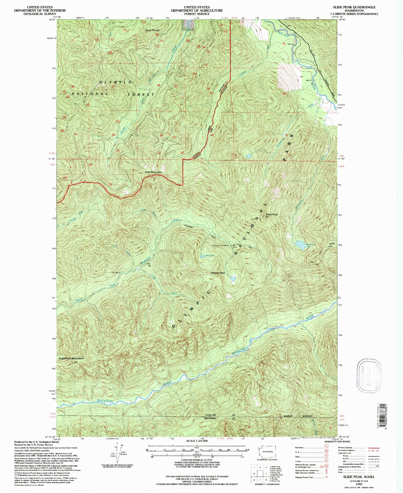 USGS 1:24000-SCALE QUADRANGLE FOR SLIDE PEAK, WA 1995
