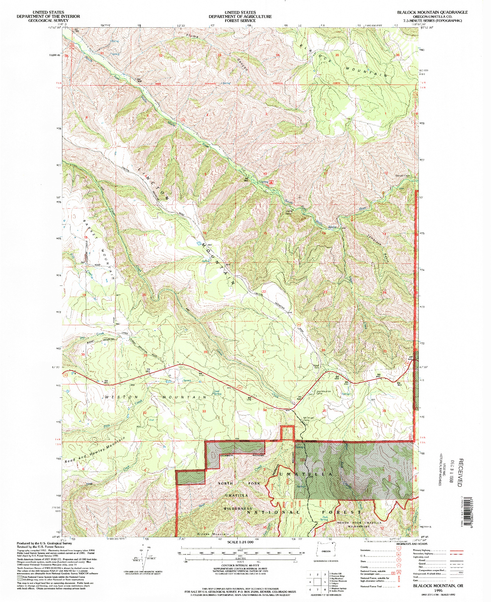 USGS 1:24000-SCALE QUADRANGLE FOR BLALOCK MOUNTAIN, OR 1995