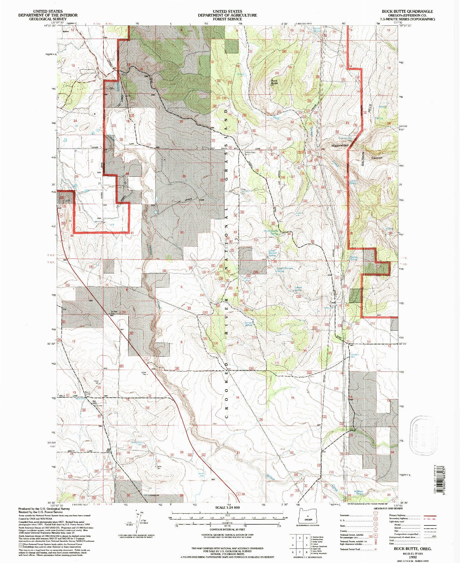 USGS 1:24000-SCALE QUADRANGLE FOR BUCK BUTTE, OR 1992