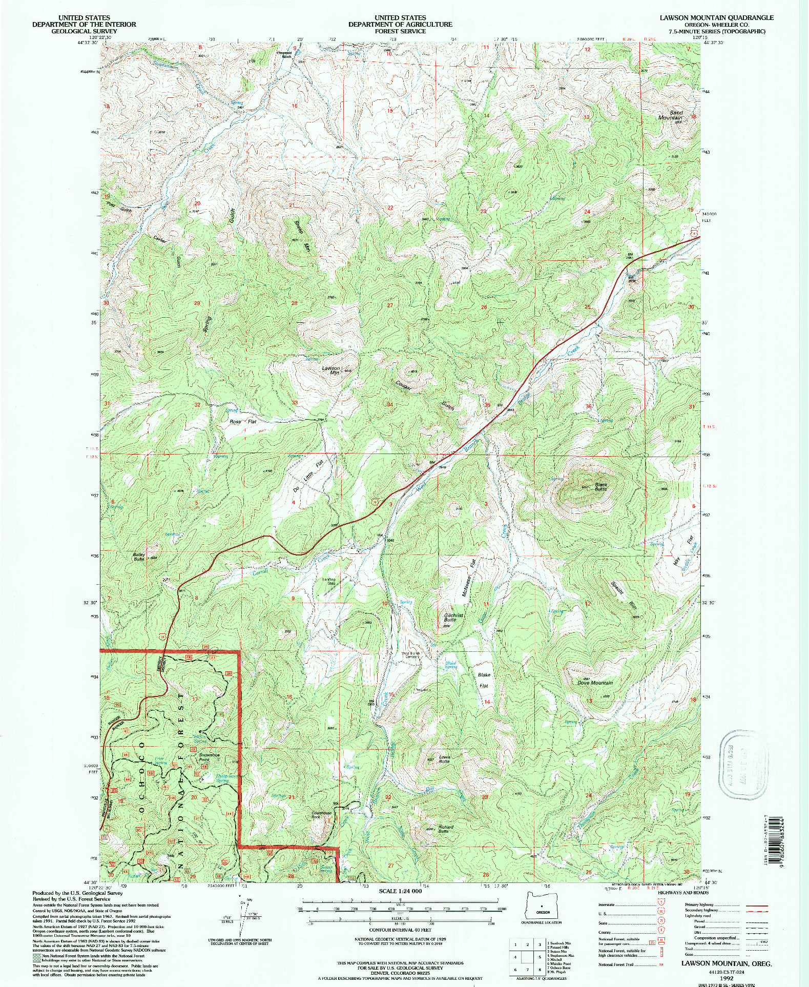 USGS 1:24000-SCALE QUADRANGLE FOR LAWSON MOUNTAIN, OR 1992