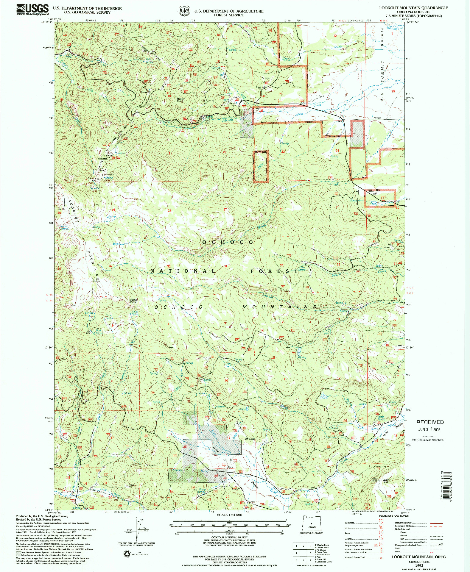 USGS 1:24000-SCALE QUADRANGLE FOR LOOKOUT MOUNTAIN, OR 1992