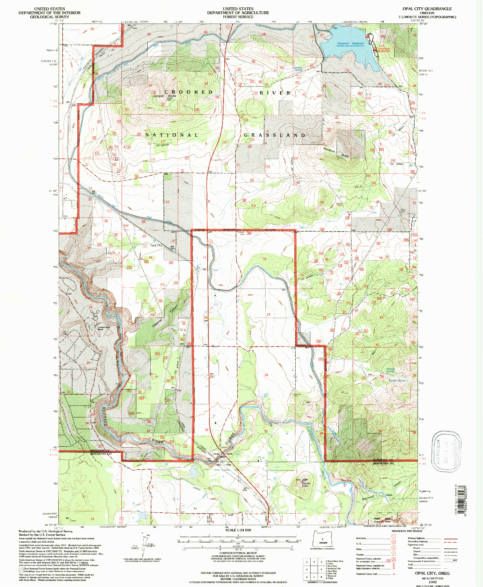 USGS 1:24000-SCALE QUADRANGLE FOR OPAL CITY, OR 1992