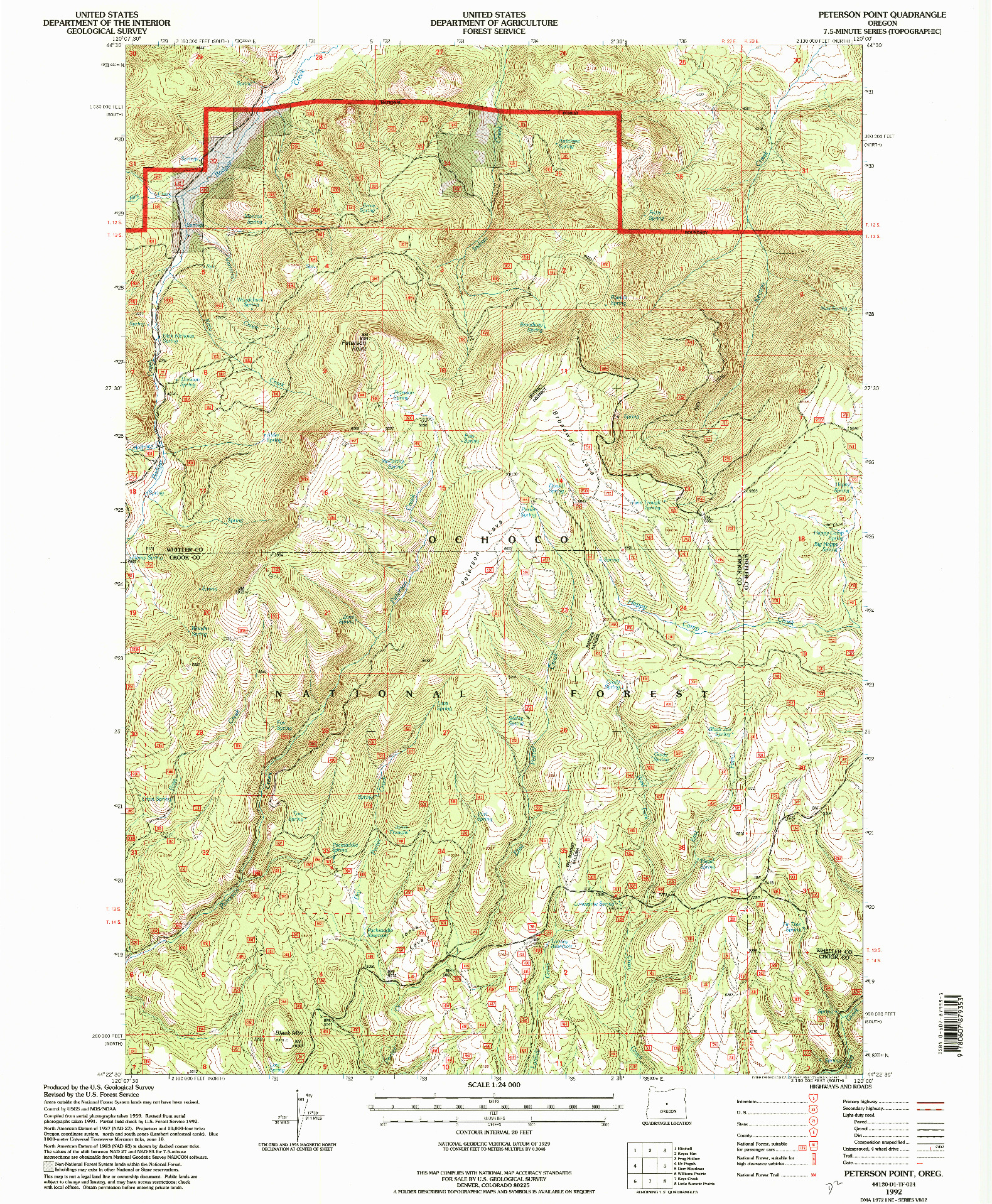 USGS 1:24000-SCALE QUADRANGLE FOR PETERSON POINT, OR 1992