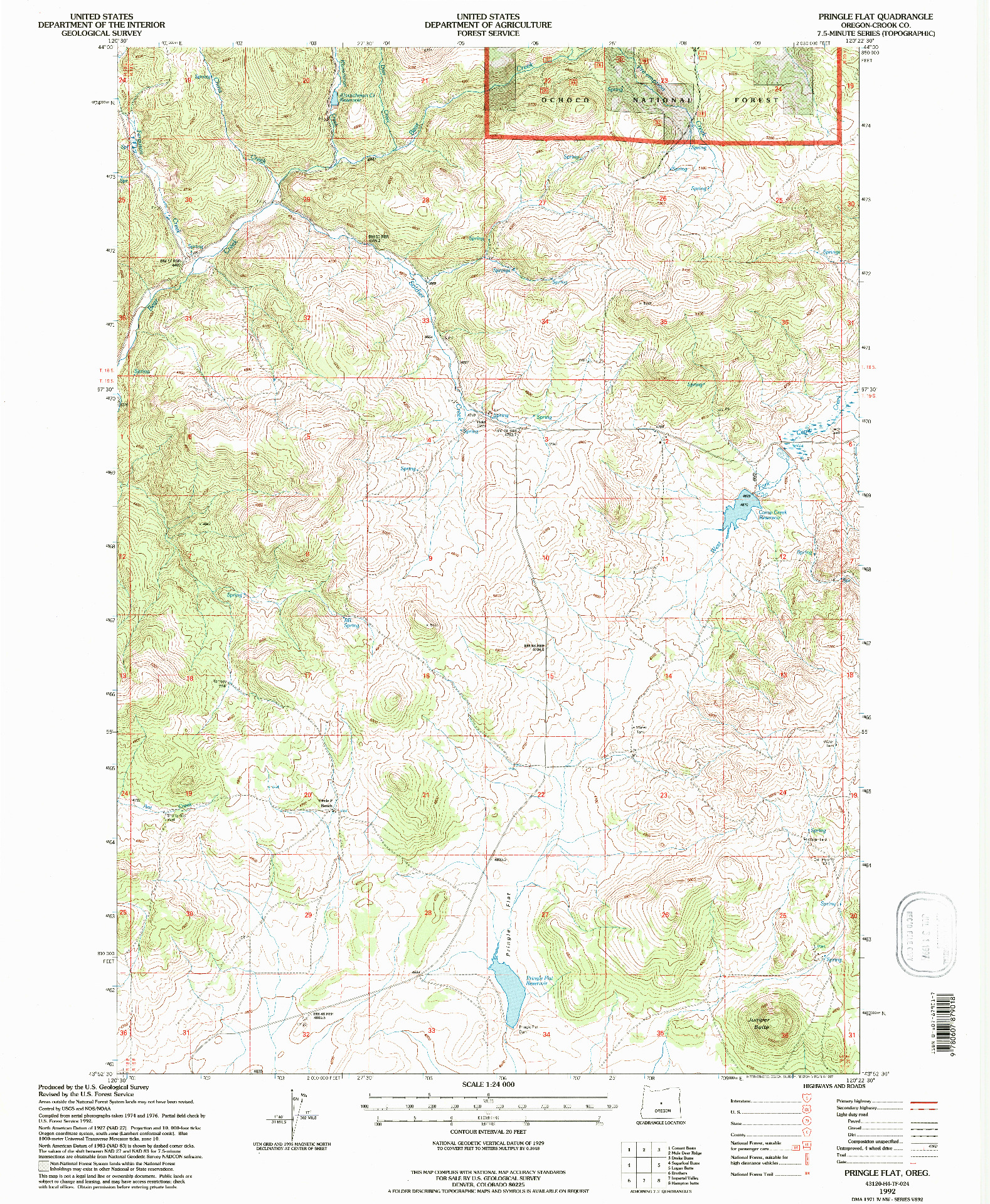 USGS 1:24000-SCALE QUADRANGLE FOR PRINGLE FLAT, OR 1992