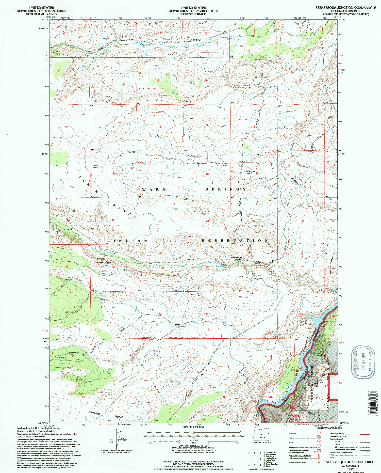 USGS 1:24000-SCALE QUADRANGLE FOR SEEKSEEQUA JUNCTION, OR 1992