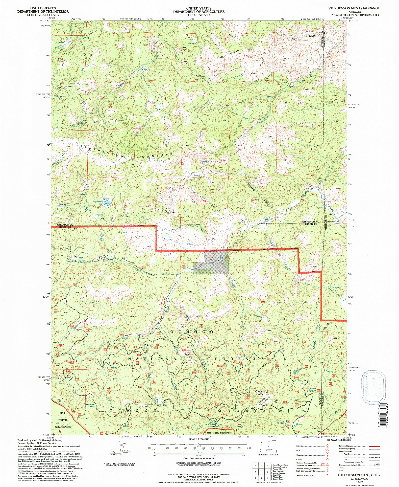 USGS 1:24000-SCALE QUADRANGLE FOR STEPHENSON MTN., OR 1992