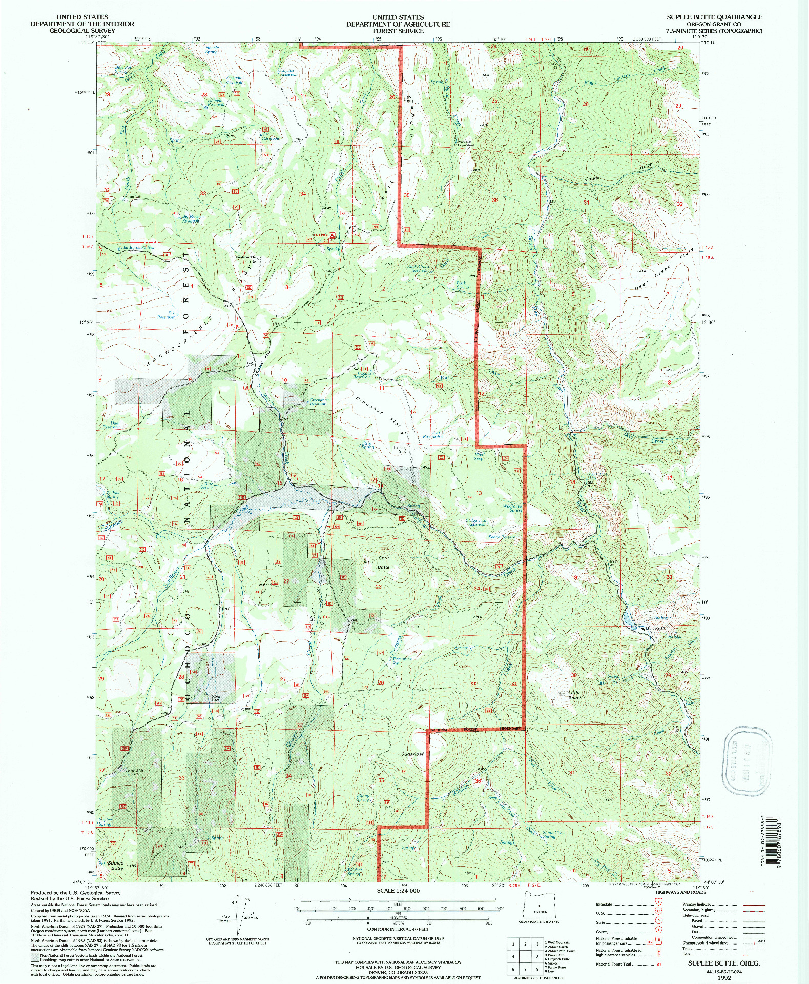 USGS 1:24000-SCALE QUADRANGLE FOR SUPLEE BUTTE, OR 1992