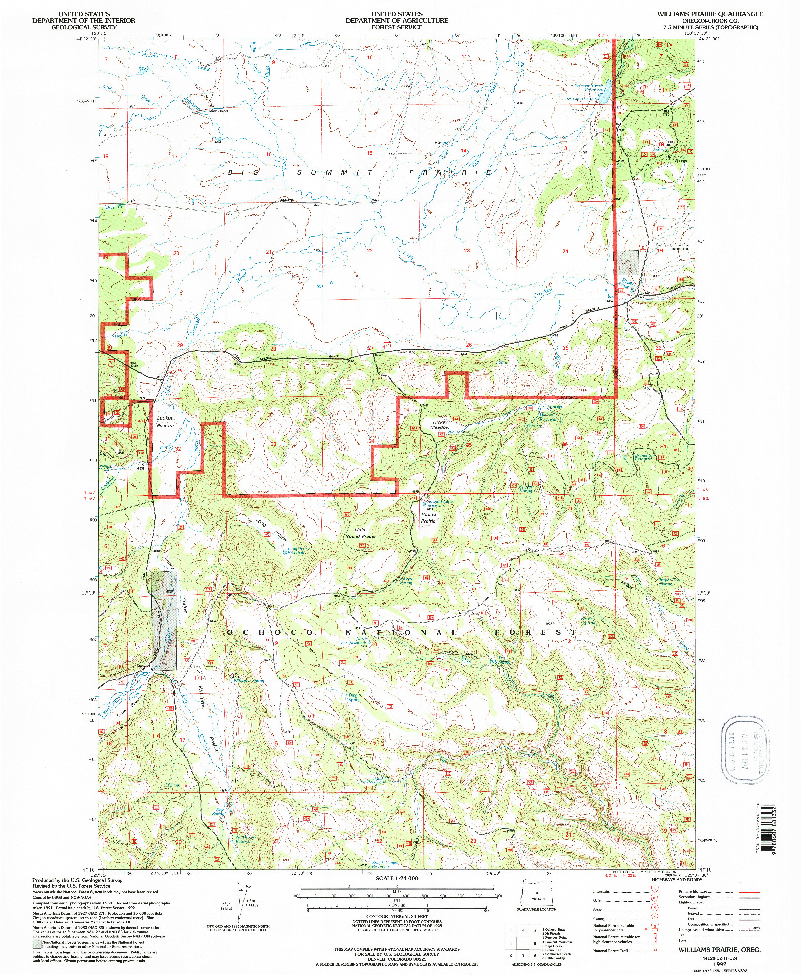 USGS 1:24000-SCALE QUADRANGLE FOR WILLIAMS PRAIRIE, OR 1992