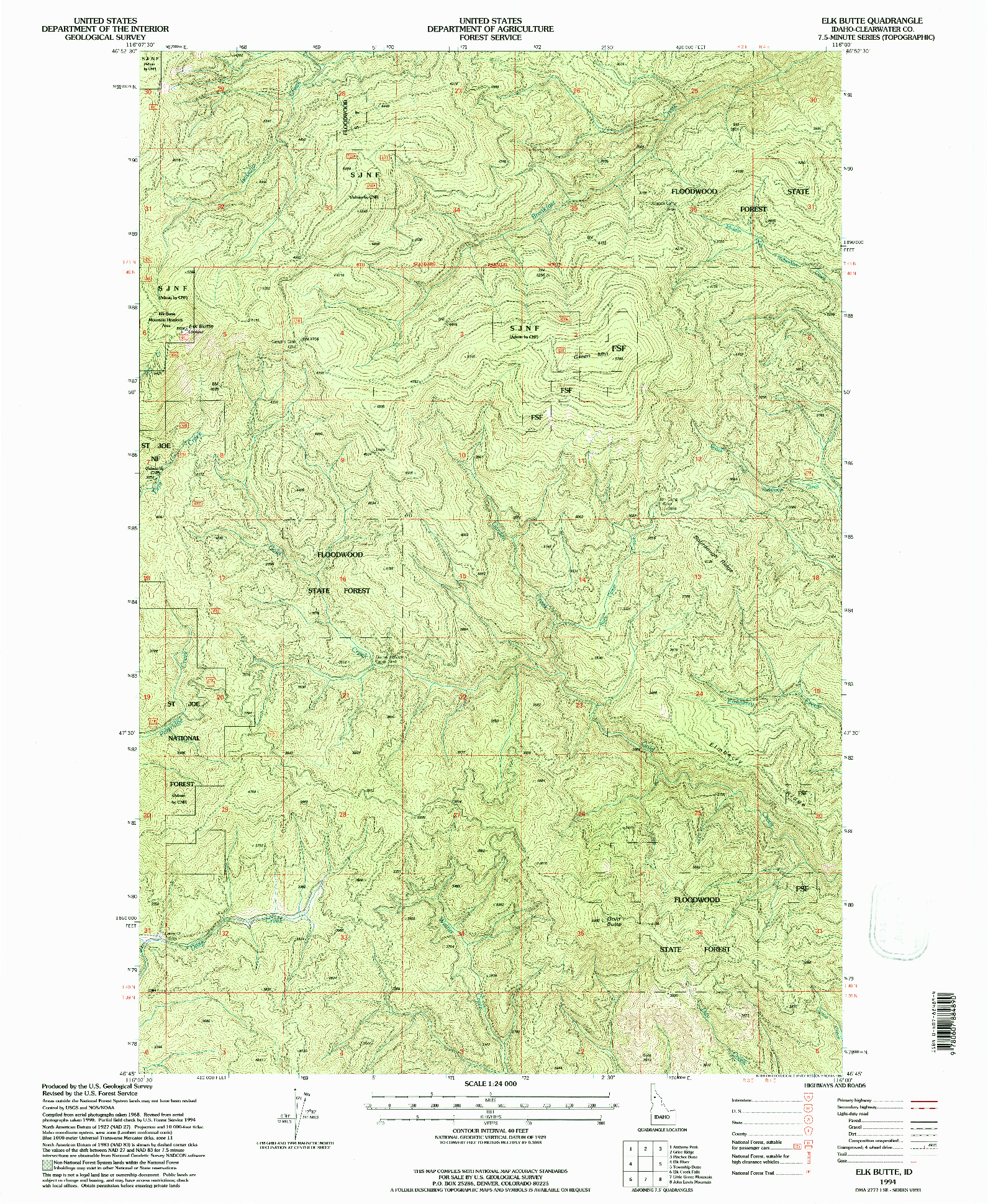 USGS 1:24000-SCALE QUADRANGLE FOR ELK BUTTE, ID 1994