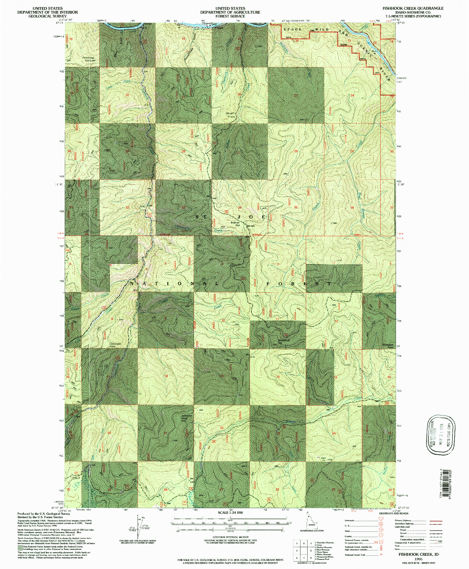 USGS 1:24000-SCALE QUADRANGLE FOR FISHHOOK CREEK, ID 1995