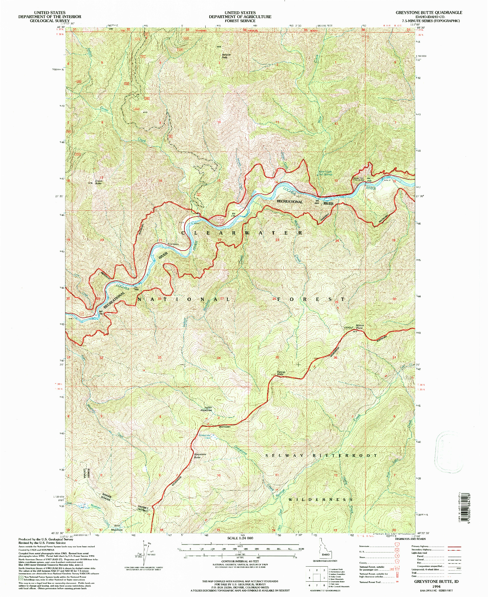 USGS 1:24000-SCALE QUADRANGLE FOR GREYSTONE BUTTE, ID 1994