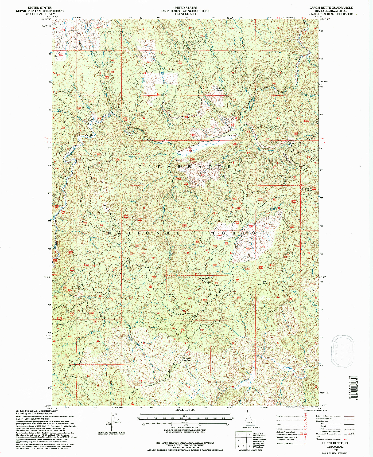 USGS 1:24000-SCALE QUADRANGLE FOR LARCH BUTTE, ID 1994