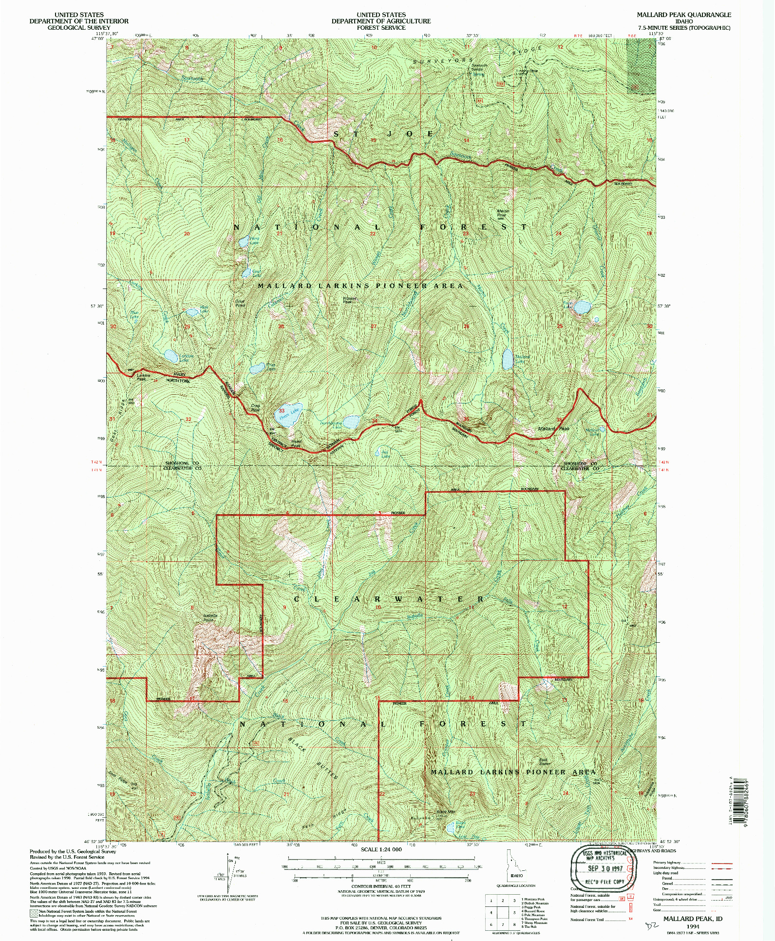 USGS 1:24000-SCALE QUADRANGLE FOR MALLARD PEAK, ID 1994