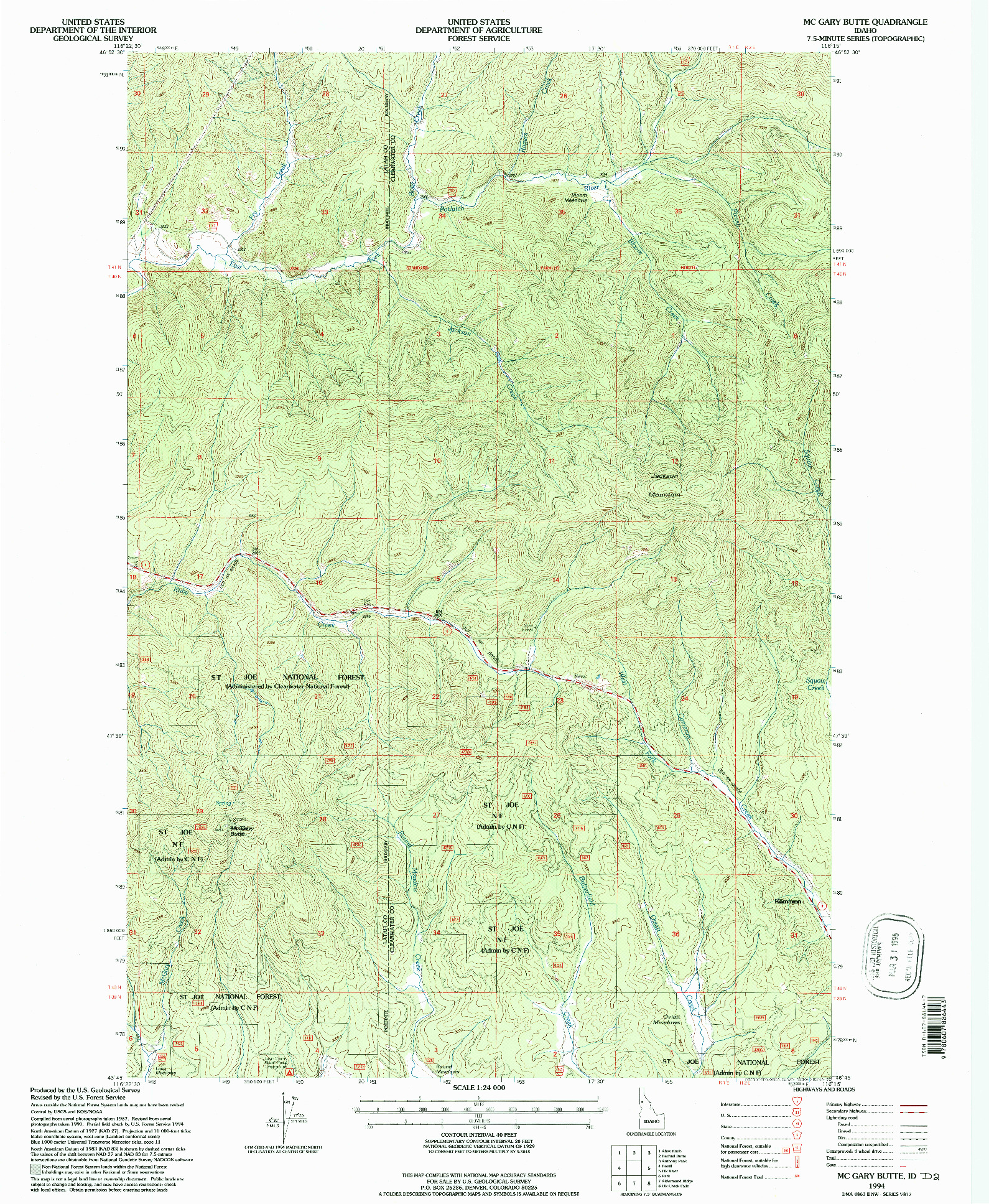 USGS 1:24000-SCALE QUADRANGLE FOR MC GARY BUTTE, ID 1994