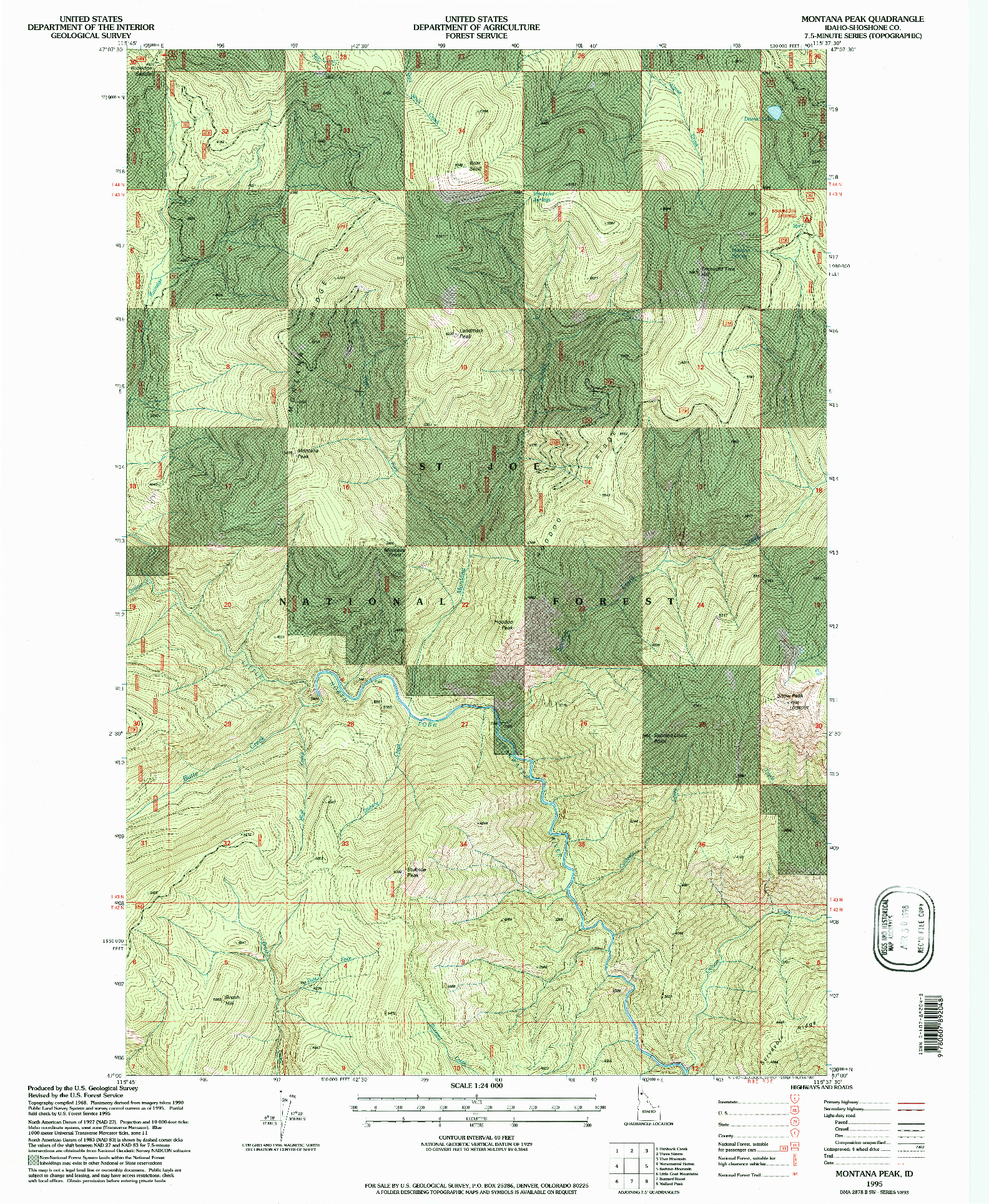 USGS 1:24000-SCALE QUADRANGLE FOR MONTANA PEAK, ID 1995