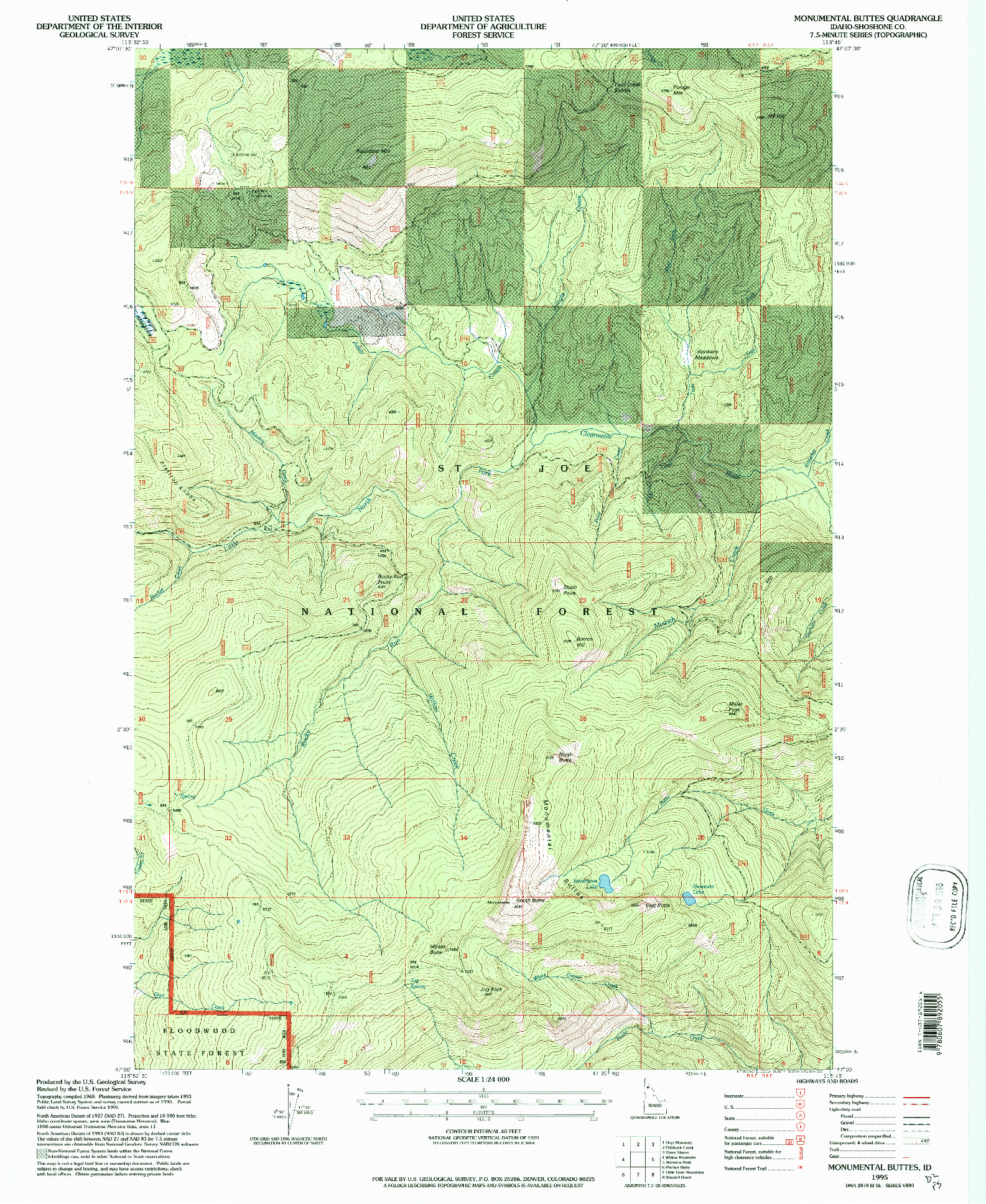 USGS 1:24000-SCALE QUADRANGLE FOR MONUMENTAL BUTTES, ID 1995