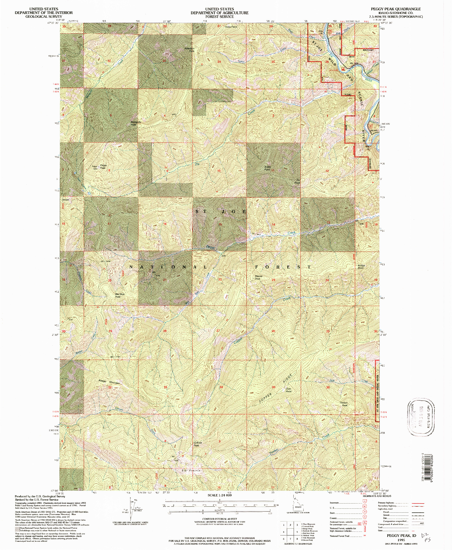 USGS 1:24000-SCALE QUADRANGLE FOR PEGGY PEAK, ID 1995