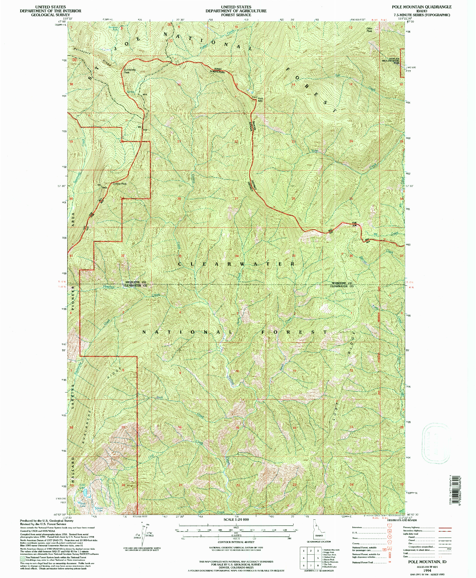 USGS 1:24000-SCALE QUADRANGLE FOR POLE MOUNTAIN, ID 1994