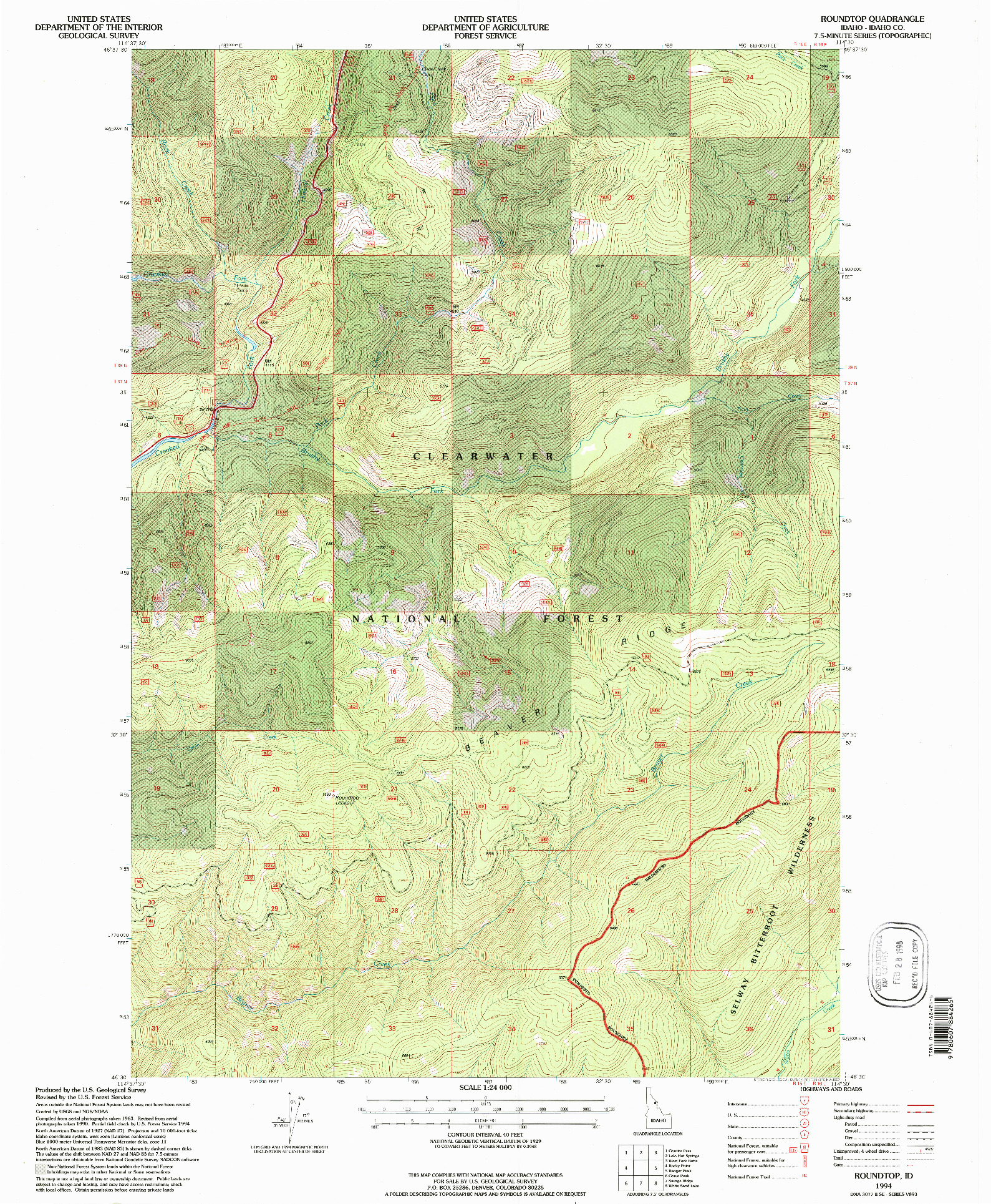 USGS 1:24000-SCALE QUADRANGLE FOR ROUNDTOP, ID 1994
