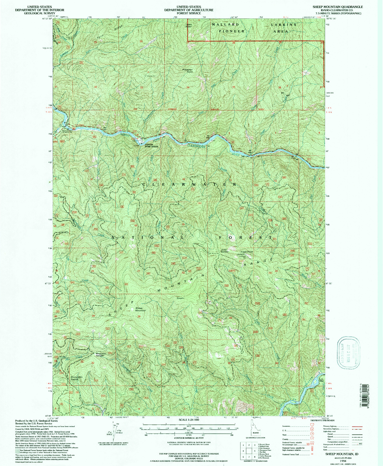 USGS 1:24000-SCALE QUADRANGLE FOR SHEEP MOUNTAIN, ID 1994