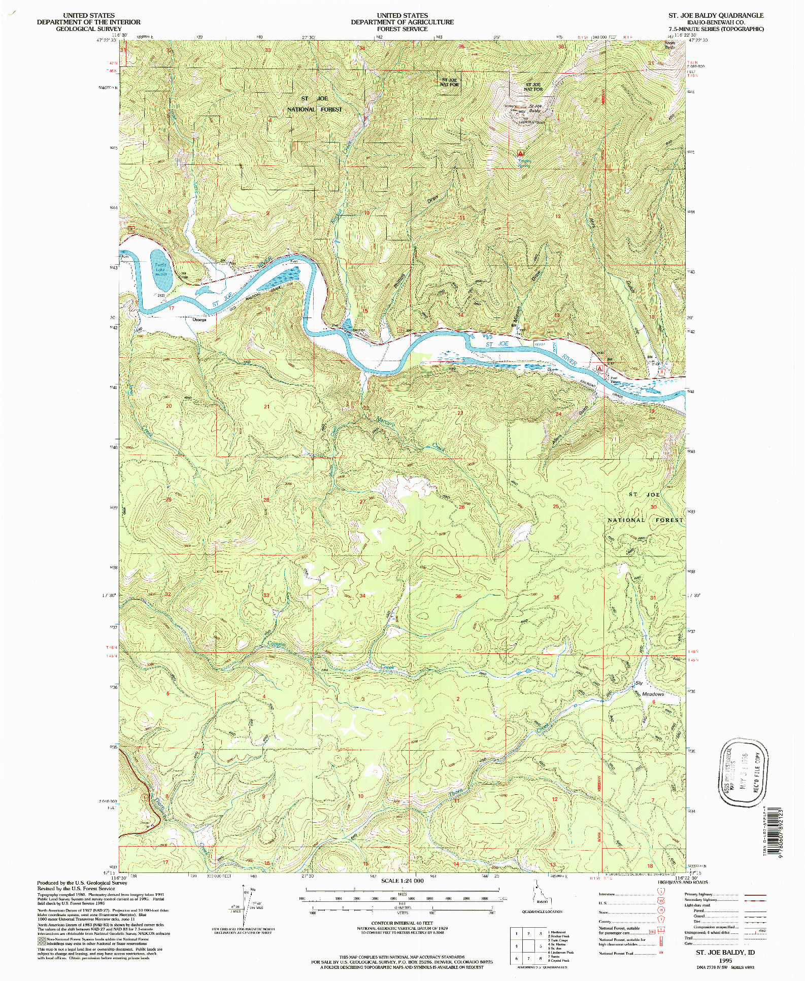 USGS 1:24000-SCALE QUADRANGLE FOR ST. JOE BALDY, ID 1995