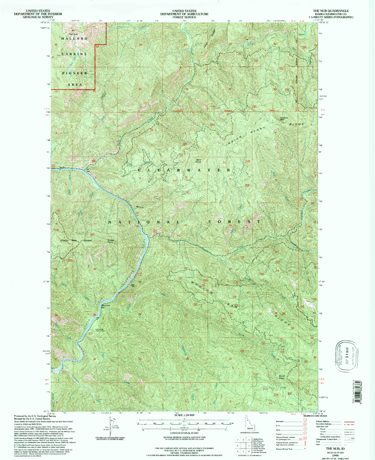 USGS 1:24000-SCALE QUADRANGLE FOR THE NUB, ID 1994