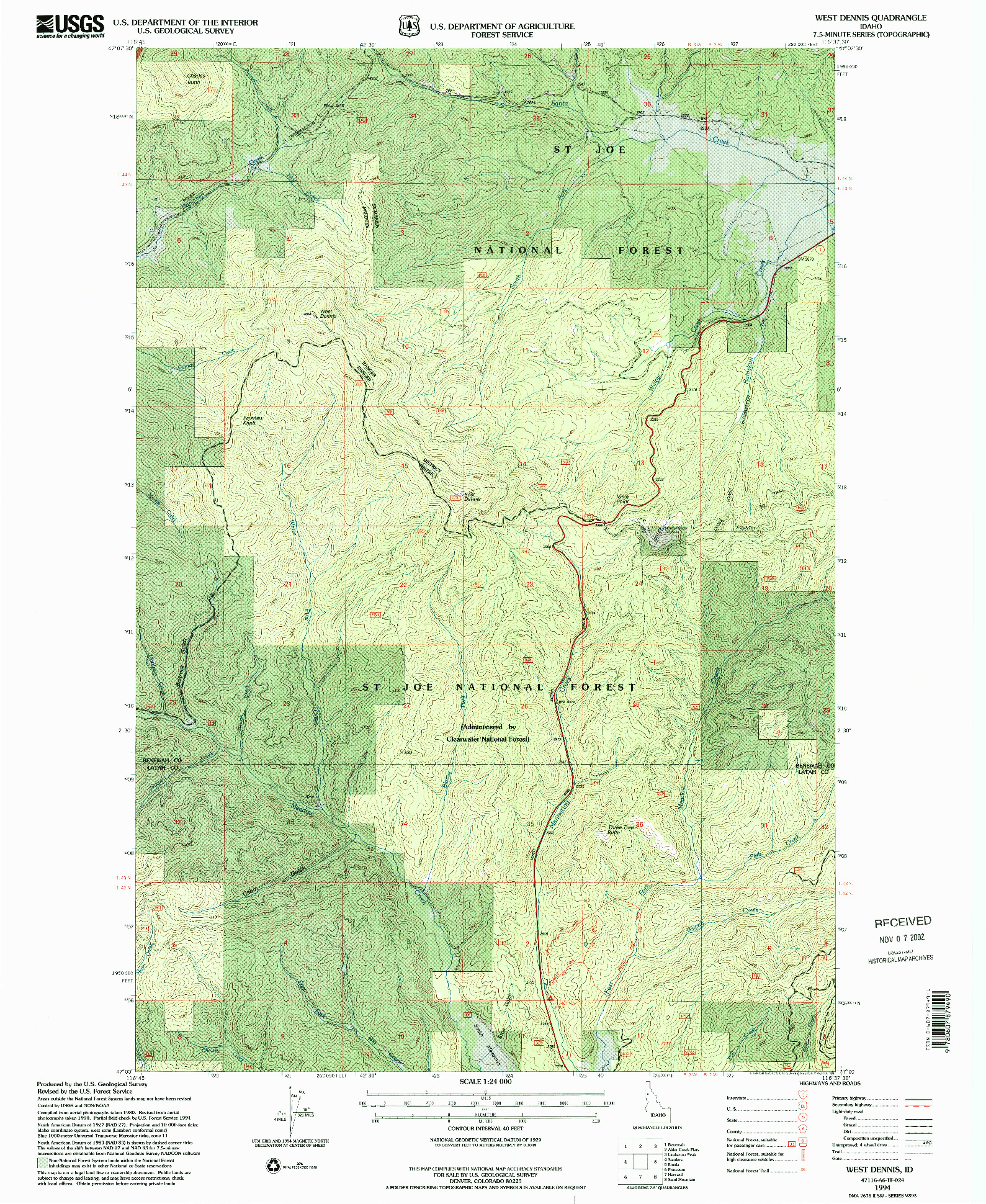 USGS 1:24000-SCALE QUADRANGLE FOR WEST DENNIS, ID 1994