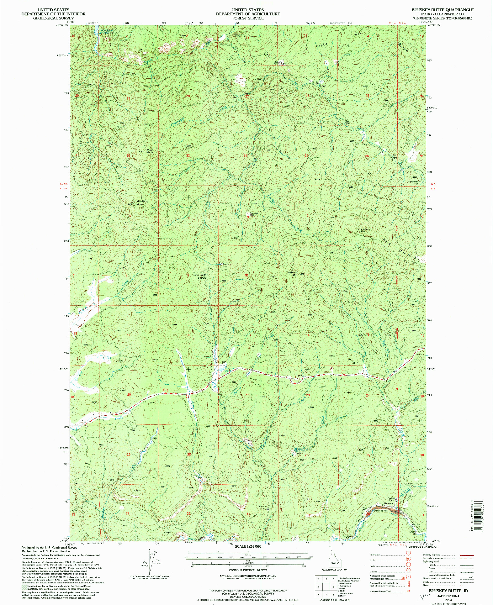 USGS 1:24000-SCALE QUADRANGLE FOR WHISKEY BUTTE, ID 1994