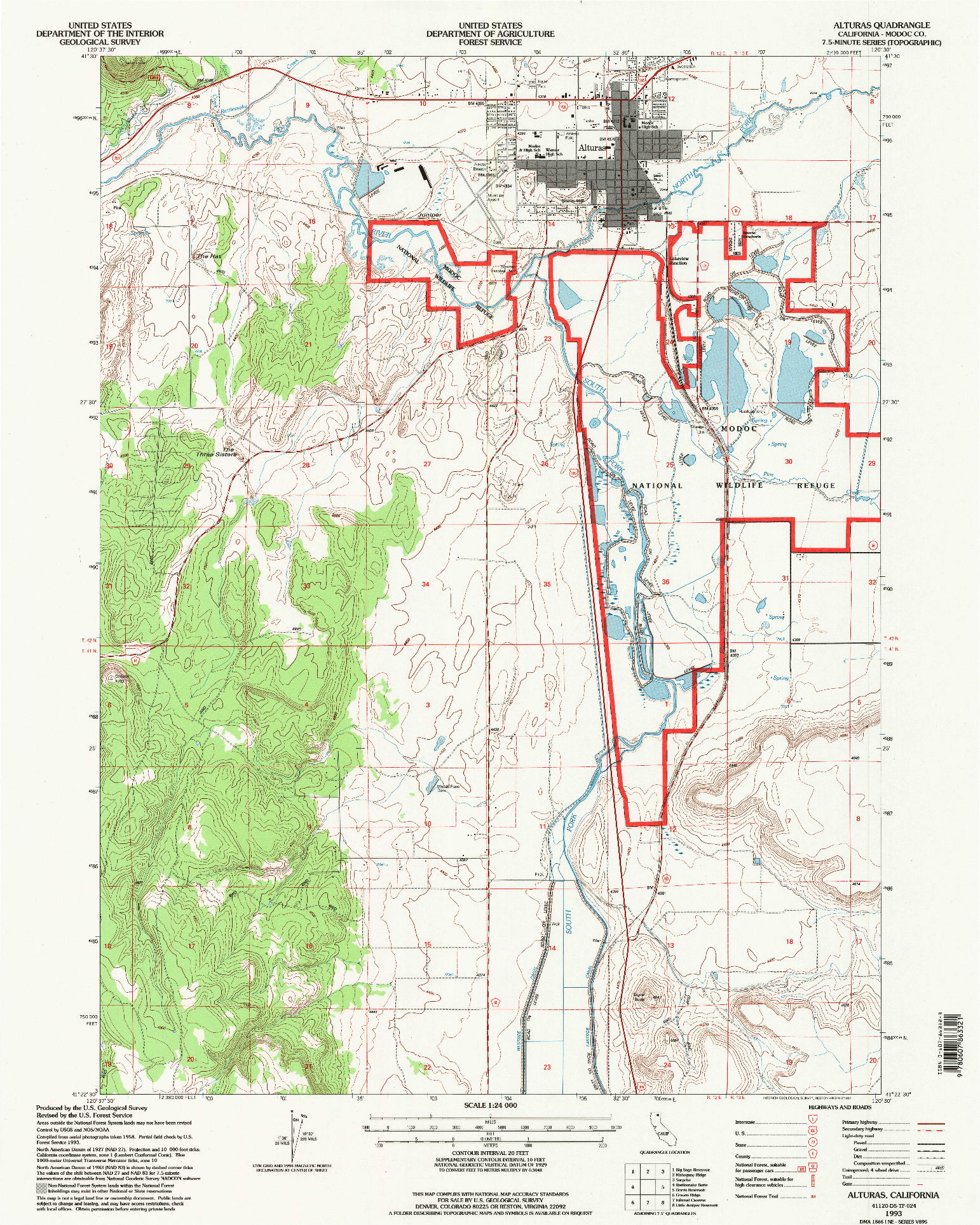 USGS 1:24000-SCALE QUADRANGLE FOR ALTURAS, CA 1993