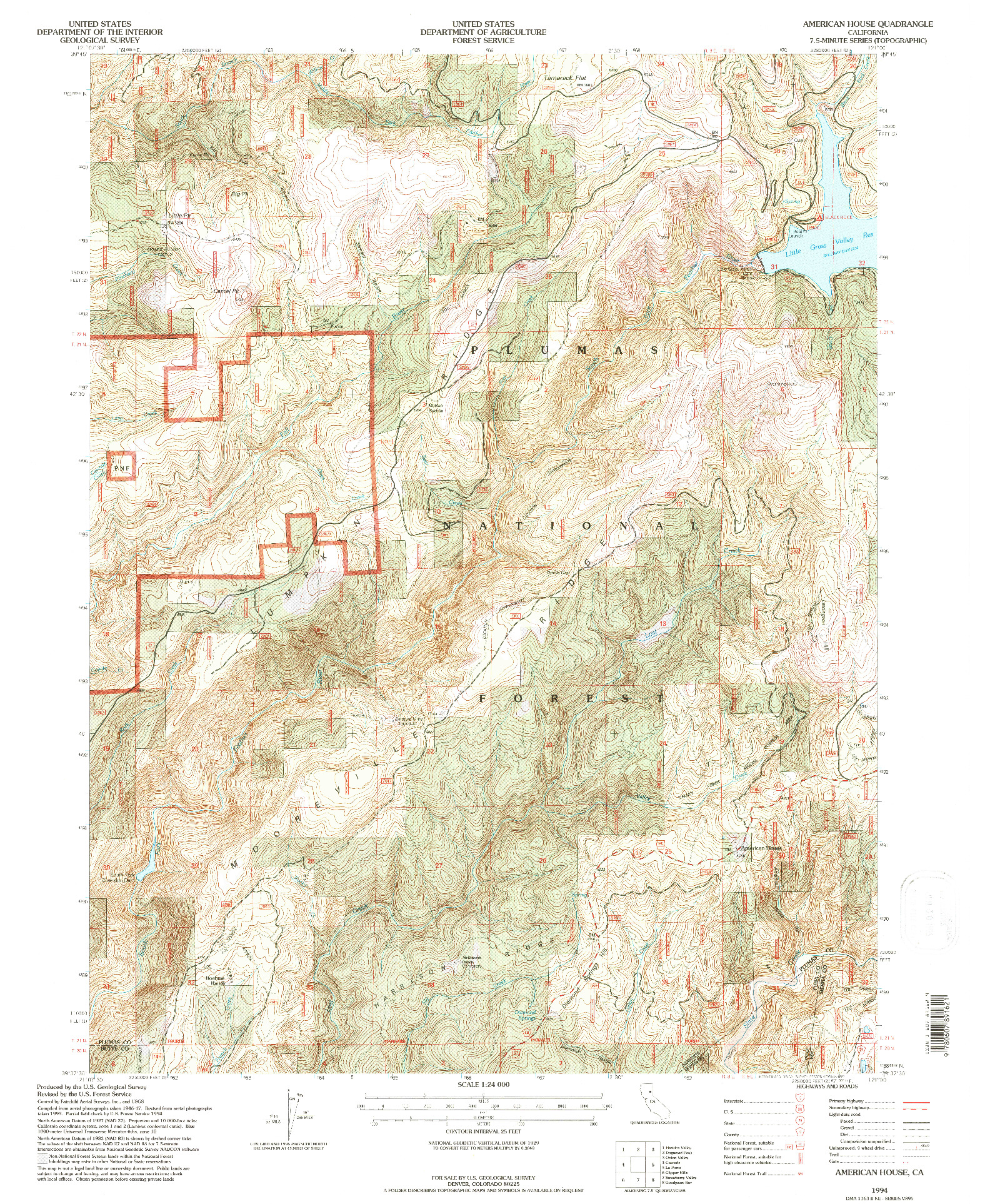 USGS 1:24000-SCALE QUADRANGLE FOR AMERICAN HOUSE, CA 1994