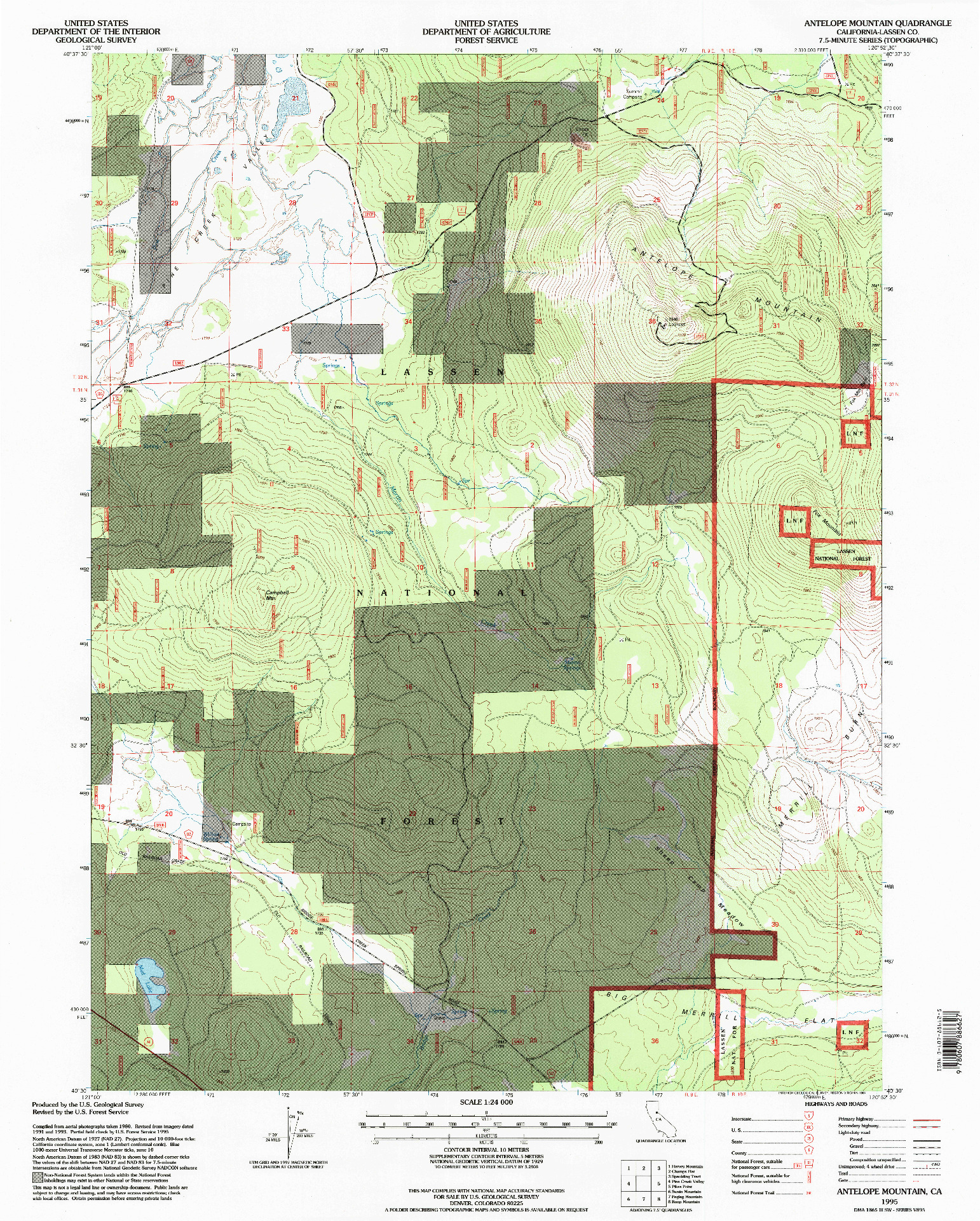 USGS 1:24000-SCALE QUADRANGLE FOR ANTELOPE MOUNTAIN, CA 1995