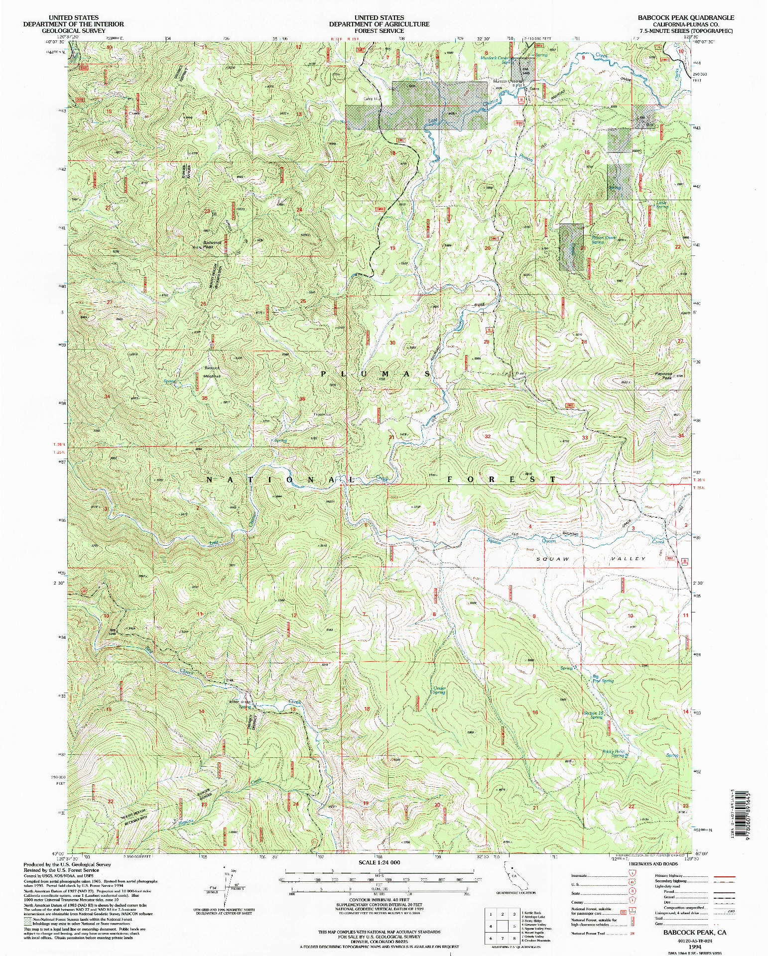 USGS 1:24000-SCALE QUADRANGLE FOR BABCOCK PEAK, CA 1994