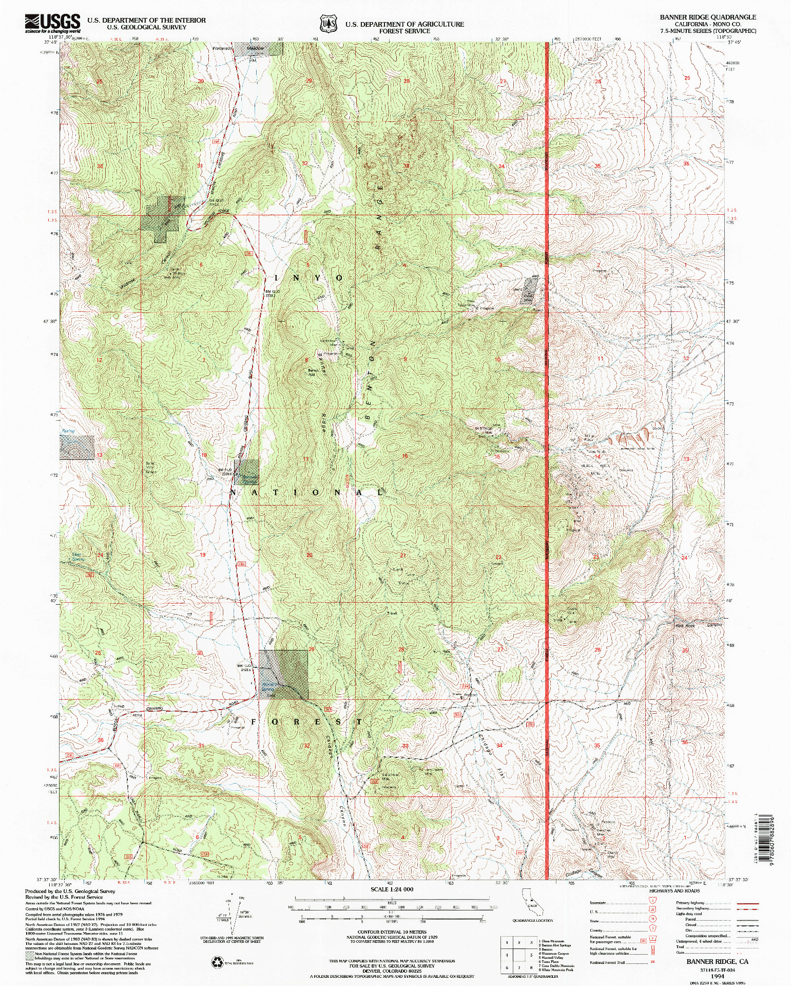 USGS 1:24000-SCALE QUADRANGLE FOR BANNER RIDGE, CA 1994
