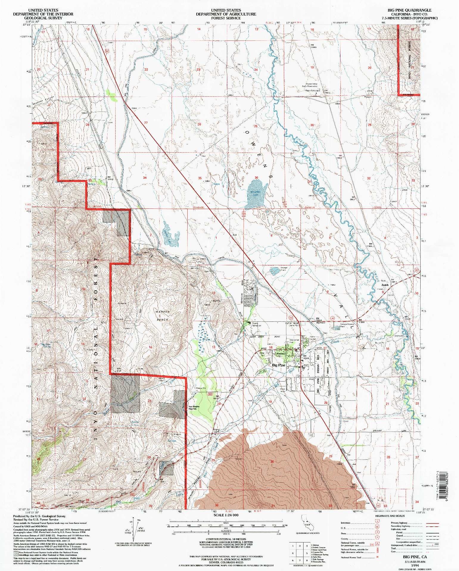 USGS 1:24000-SCALE QUADRANGLE FOR BIG PINE, CA 1994